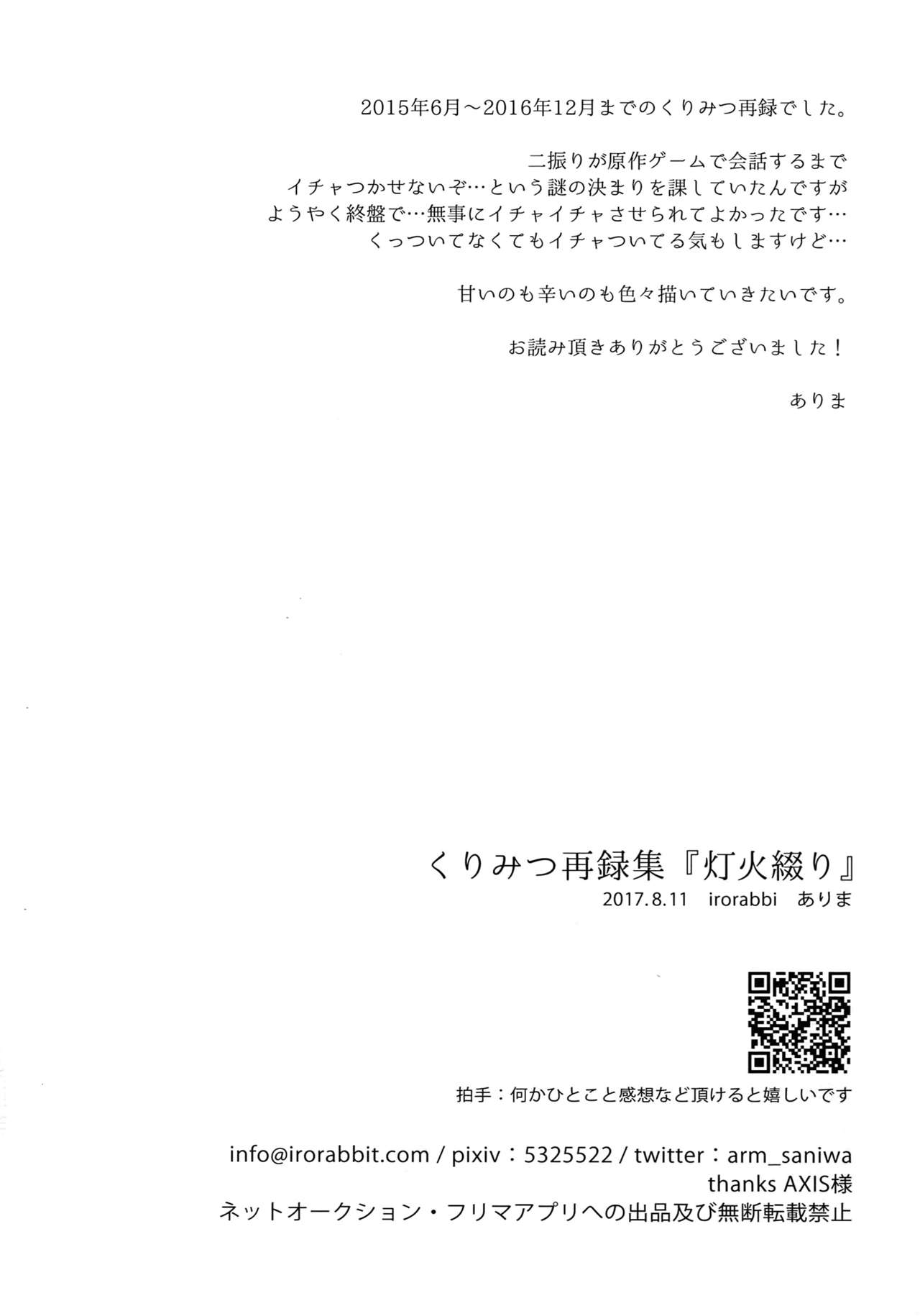 Kuri Mitsu Sairokushuu "Tomoshibi Tsuzuri" - Page 257