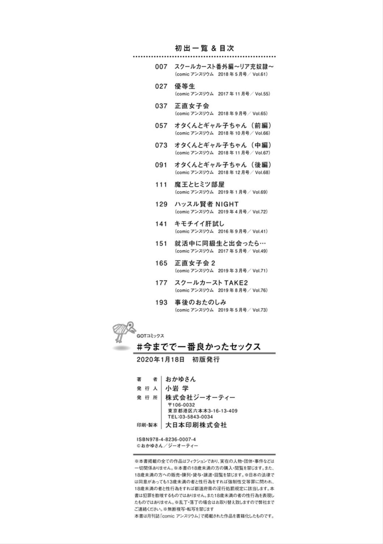 #Imamadede Ichibanyokatta Sex - Page 206