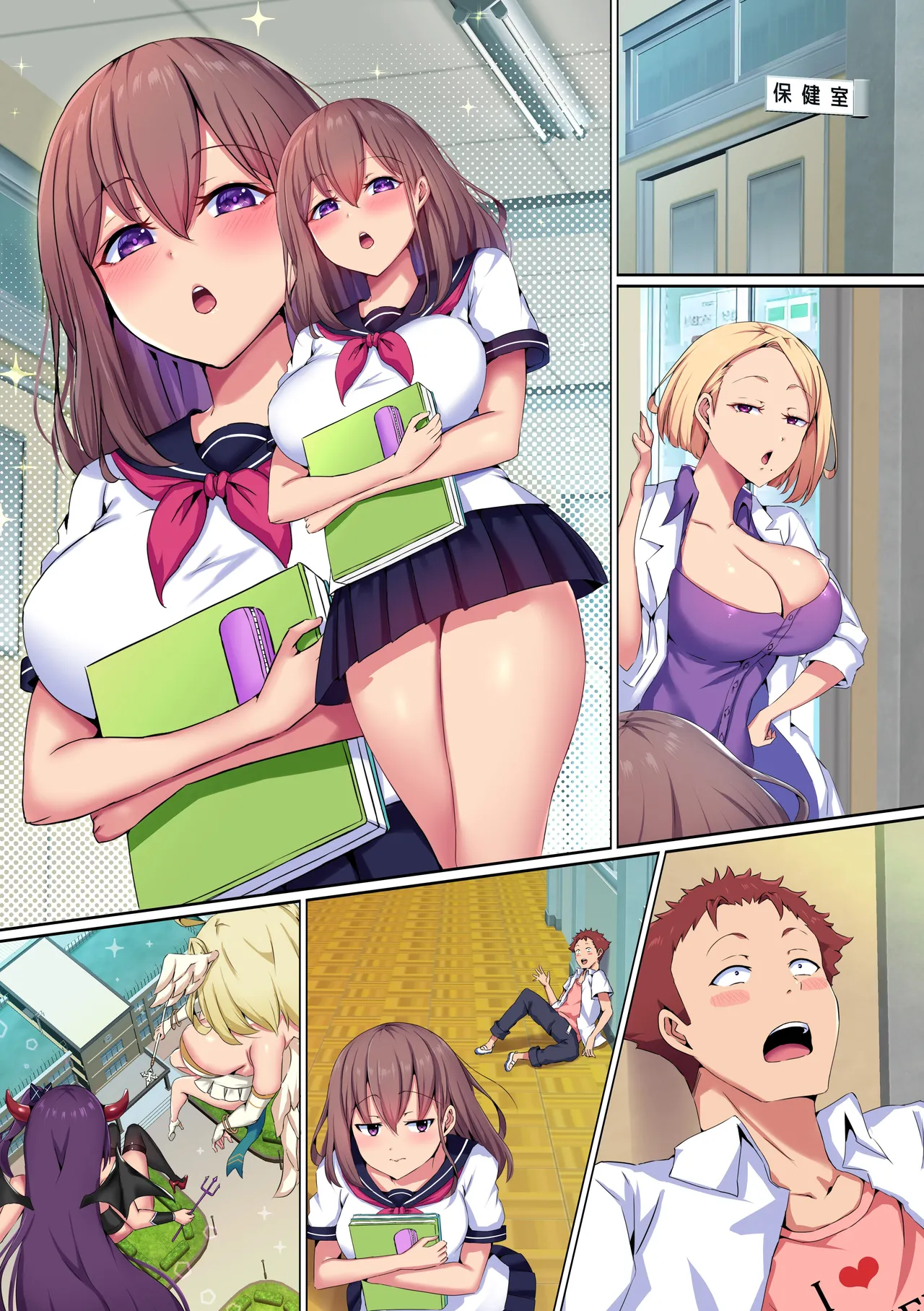 Dosukebe Akuma to Tenshi no Chikara de Gakuen Joshi Zenin Hatsujou!? Seiso na Anoko to Kimochi Yosugiru Gakuen Harem Sex! page 30 original parody - big breasts group hentai manga - read online free