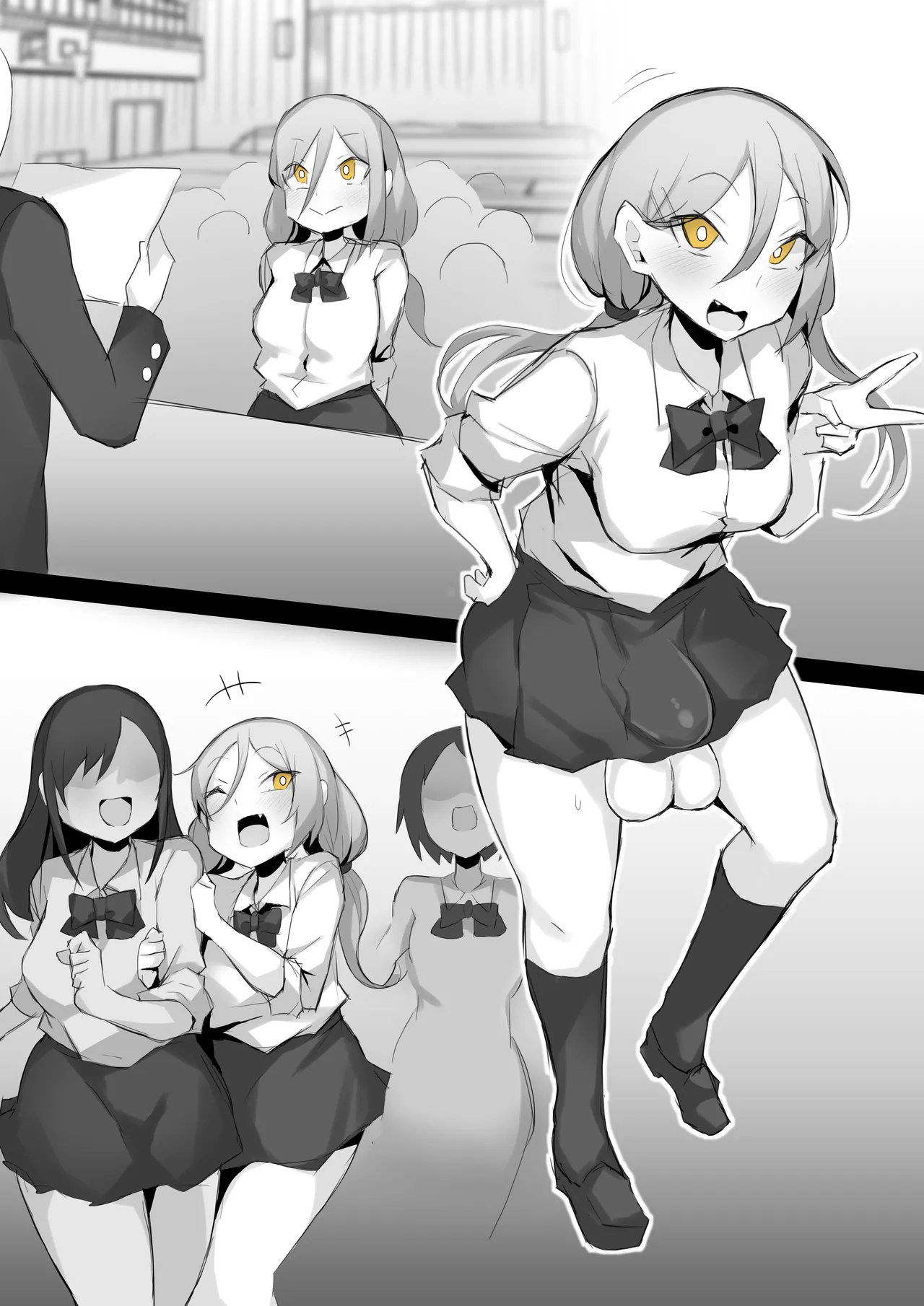 Futanari JK-tachi ga Kounai Shokushu de Mechakucha ni Naru Hanashi page 110 original parody - kissing big breasts hentai manga - read online free