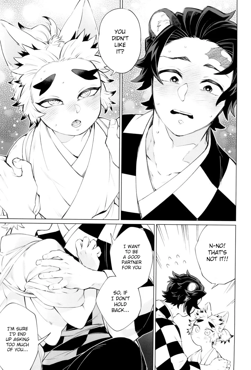 [Mekao (Den Meka)] Tanjirou-san Kodomo Atsukai Shinaide Kudasai | Tanjirou-san, Please Don't Treat Me Like a Child (Kimetsu no Yaiba) [English] {Chin²} page 11 featuring tanjirou kamado kimetsu no yaiba parody - kemonomimi yaoi hentai manga - read online free