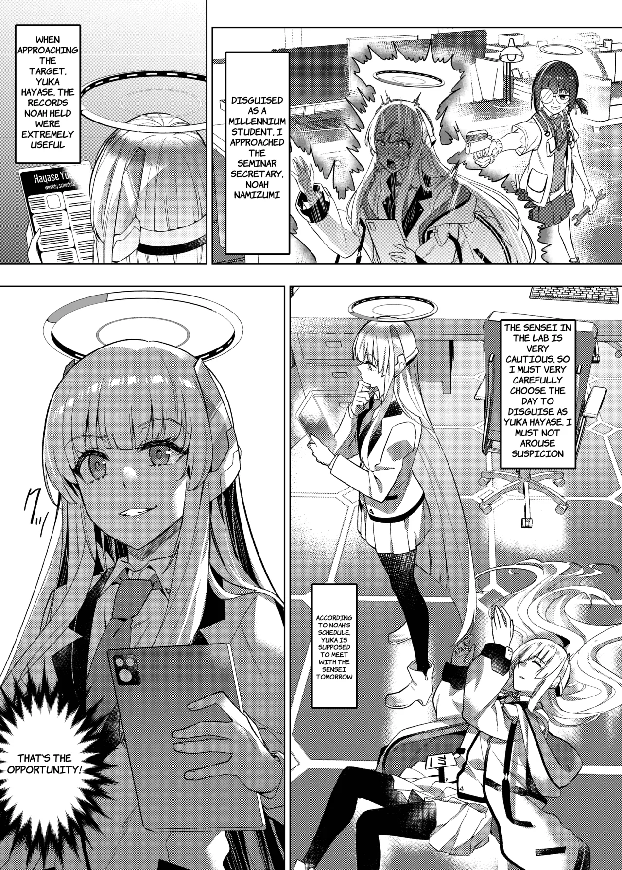 Yuuwaku de Schale Sensei o Yowaraseru Sakusen Blue Archive TSF doujinshi | The Strategy to Weaken Schale Sensei with Temptation page 17 featuring yuuka hayase blue archive parody - glasses schoolgirl uniform hentai manga - read online free