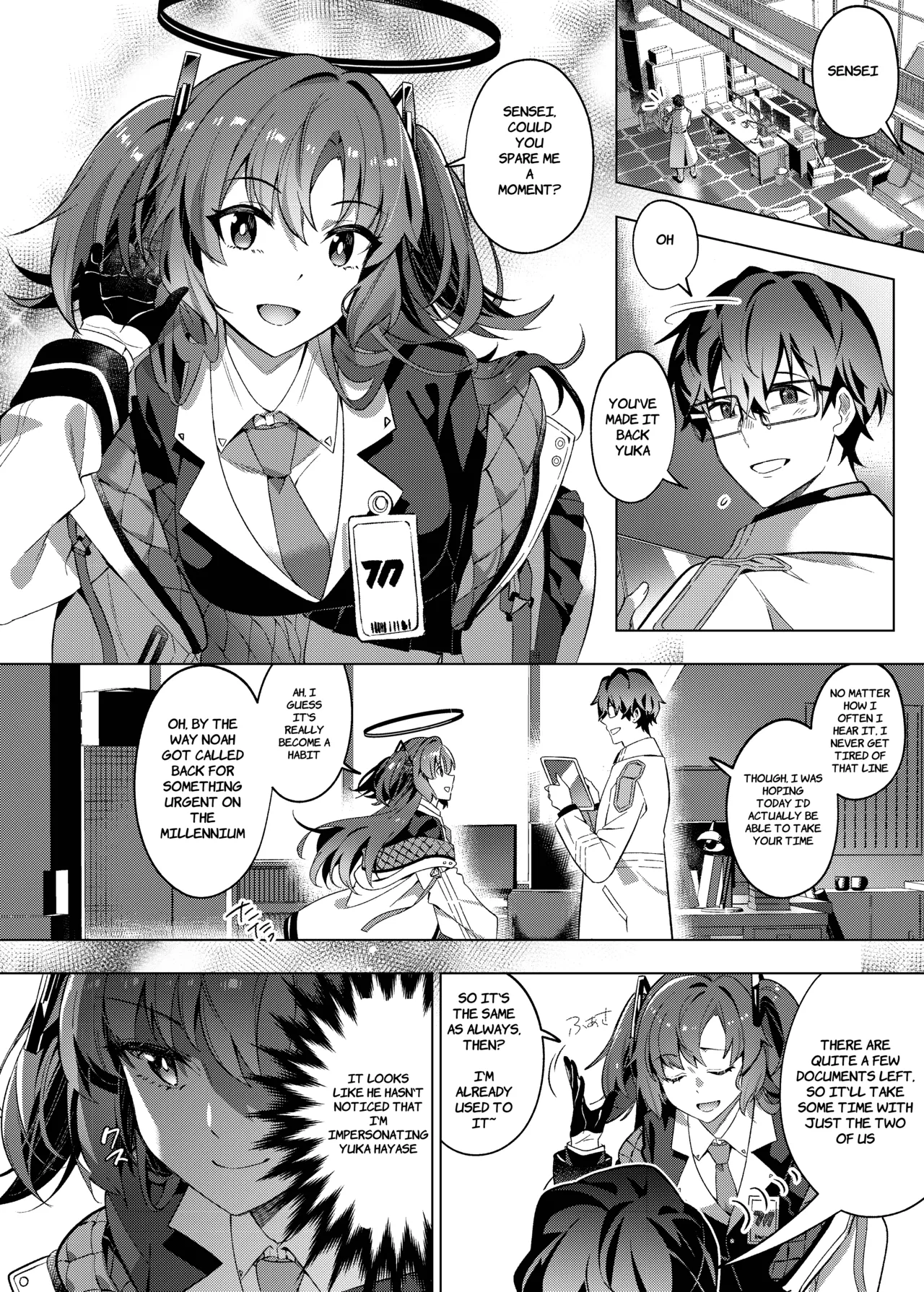 Yuuwaku de Schale Sensei o Yowaraseru Sakusen Blue Archive TSF doujinshi | The Strategy to Weaken Schale Sensei with Temptation page 20 featuring yuuka hayase blue archive parody - glasses schoolgirl uniform hentai manga - read online free