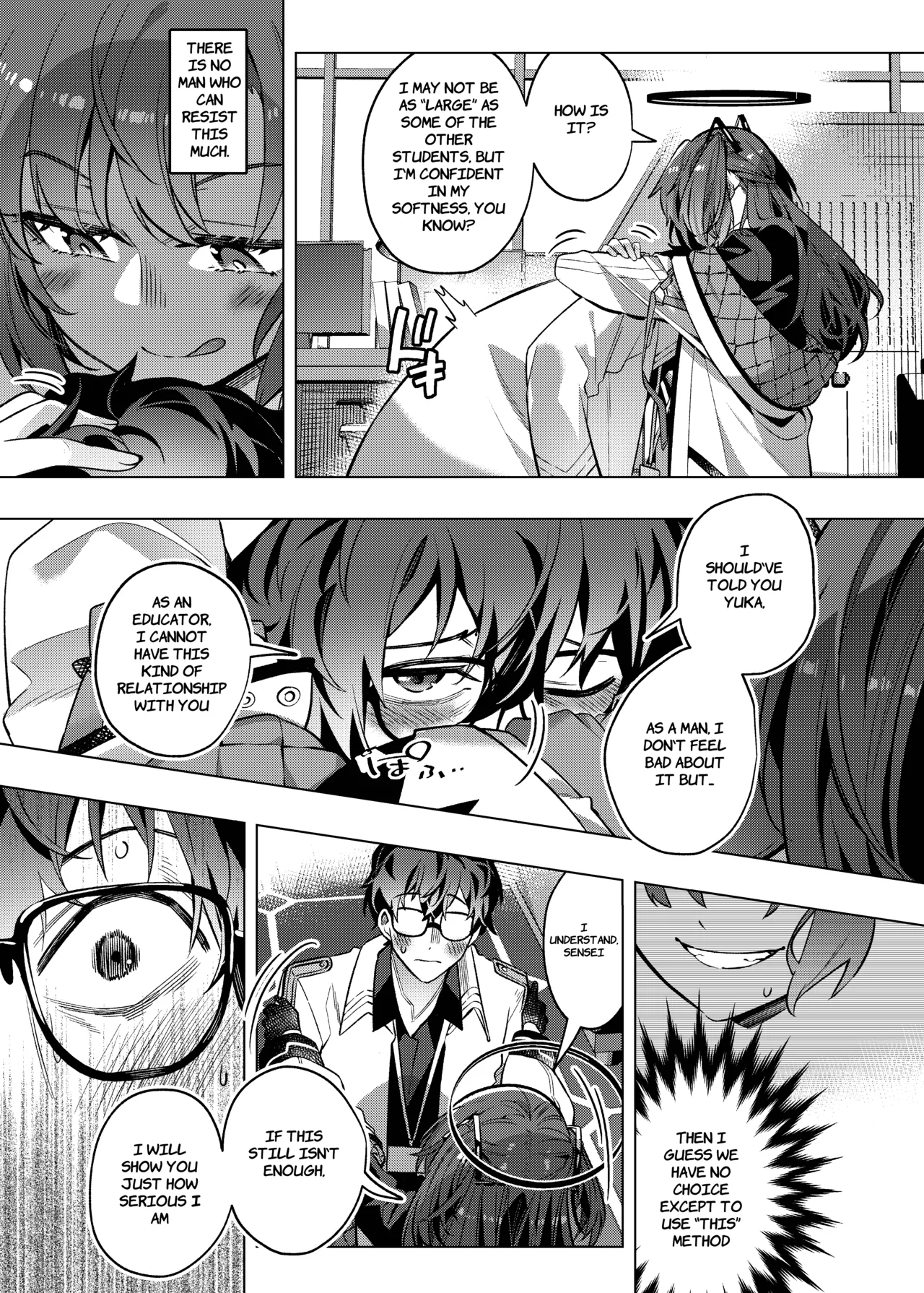 Yuuwaku de Schale Sensei o Yowaraseru Sakusen Blue Archive TSF doujinshi | The Strategy to Weaken Schale Sensei with Temptation page 25 featuring sensei blue archive parody - glasses schoolgirl uniform hentai manga - read online free