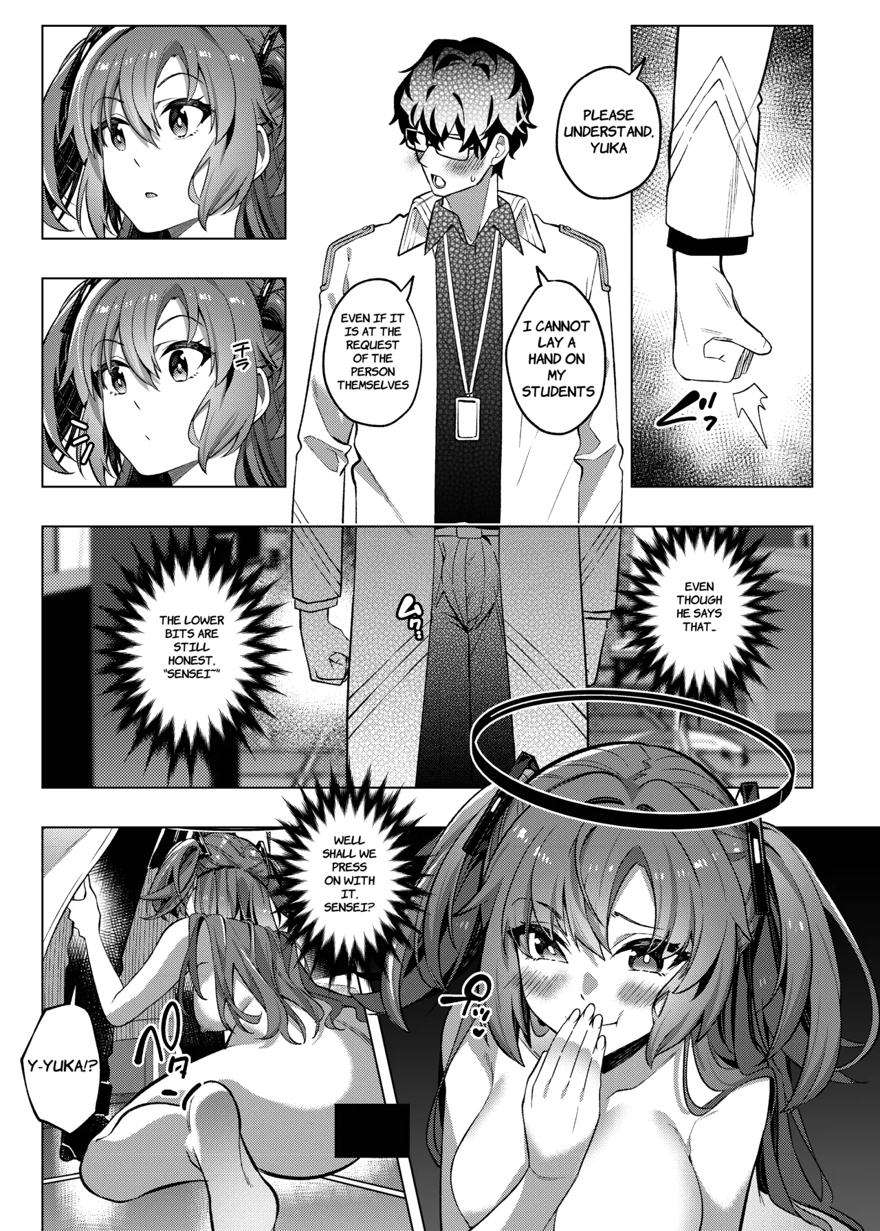 Yuuwaku de Schale Sensei o Yowaraseru Sakusen Blue Archive TSF doujinshi | The Strategy to Weaken Schale Sensei with Temptation page 27 featuring sensei blue archive parody - glasses schoolgirl uniform hentai manga - read online free
