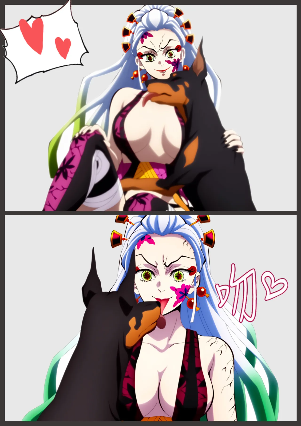 Daki's bestiality show page 12 featuring daki kimetsu no yaiba parody - full color uncensored hentai manga - read online free