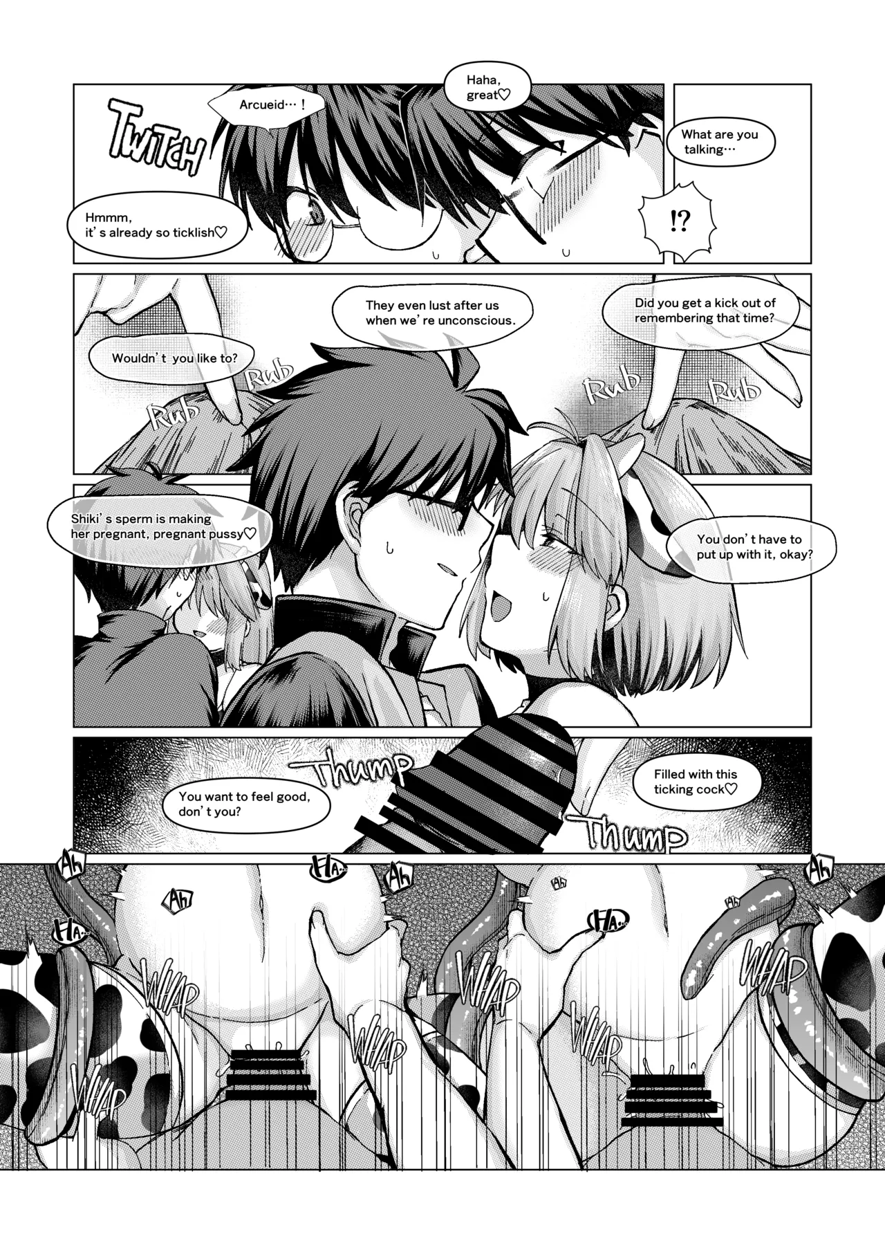 志貴アル×牛柄ビキニ×妊娠×触手 page 12 featuring shiki tohno tsukihime parody - group ffm threesome hentai manga - read online free