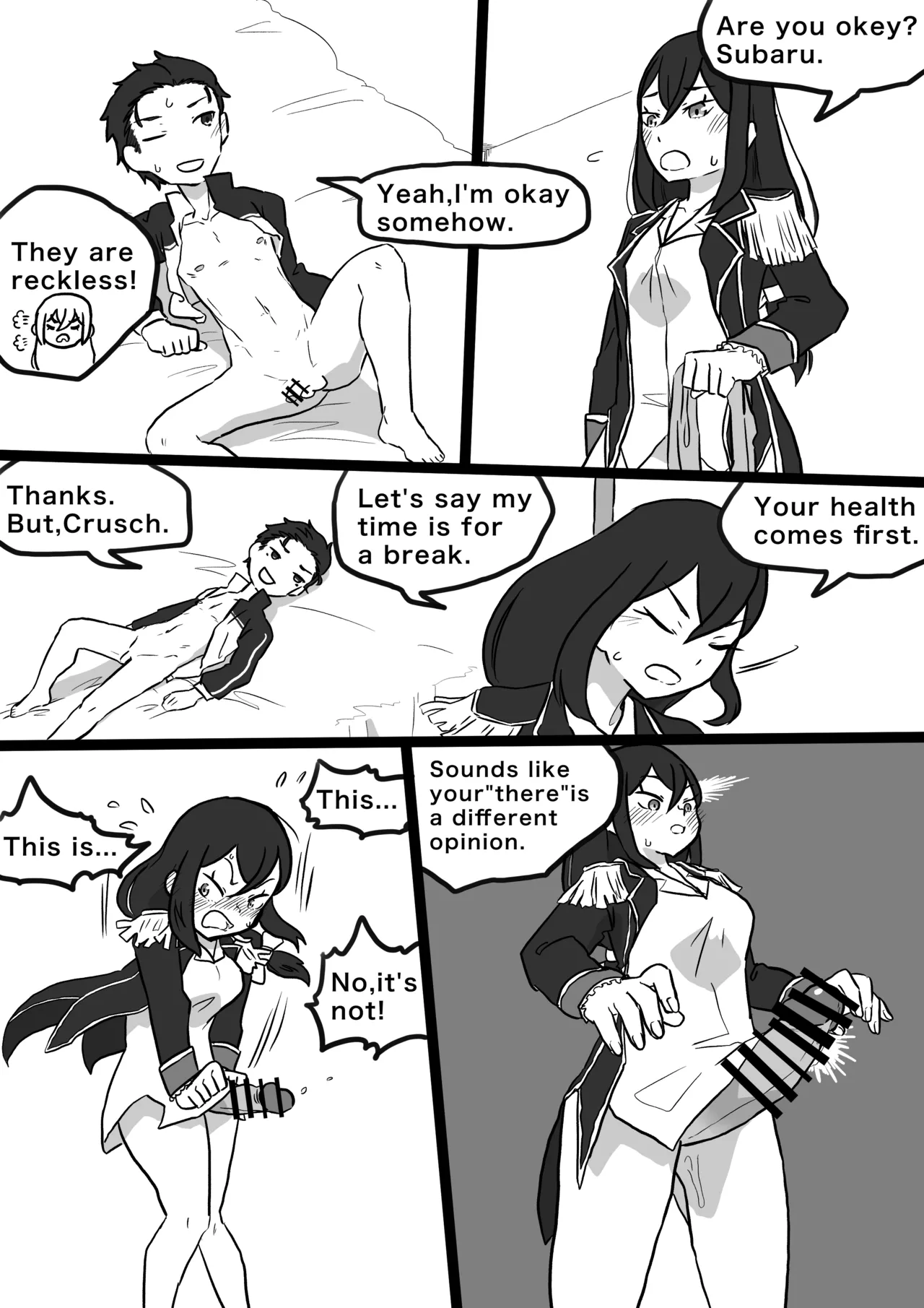 Subaru x Royal Candidates page 12 featuring crusch karsten re zero kara hajimeru isekai seikatsu parody - nakadashi big penis hentai manga - read online free