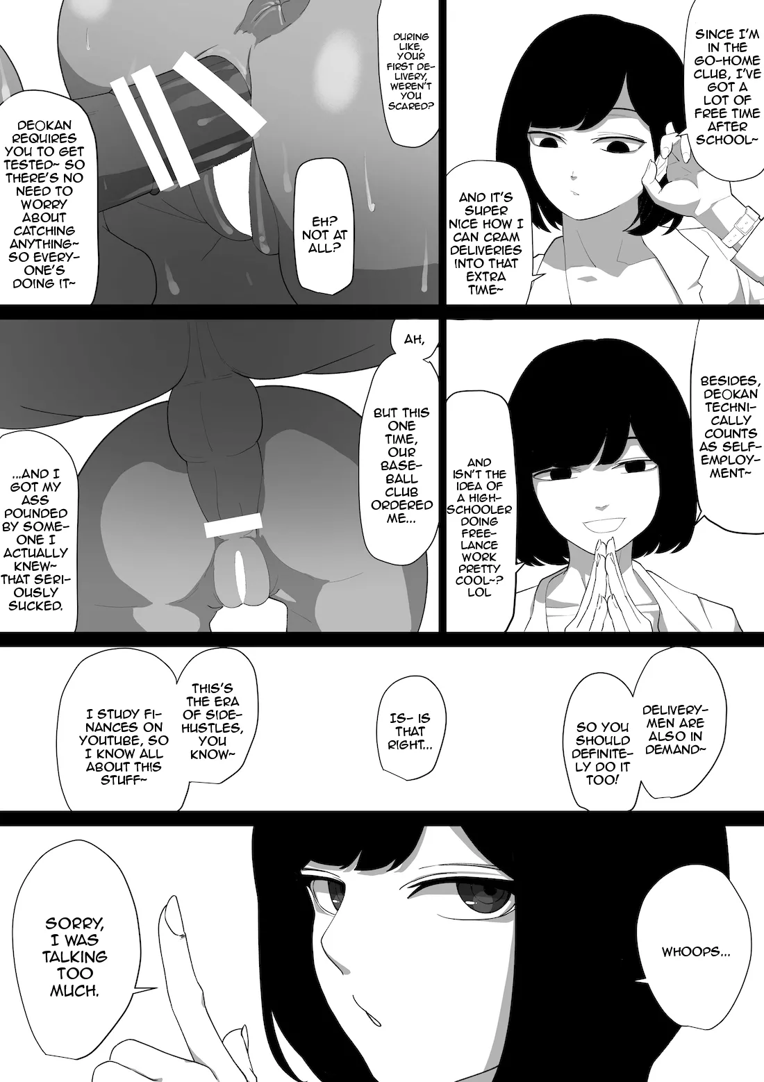 [Wakabatei] SEX Haitatsu Appli De●kan de Kurokami Bob JK o Ie ni Yonde Genkan Kosoku Nuki Fella Tachi Back Demae SEX de Nuite morau Hon | A Story About Calling a Black-haired, Bob-Cut JK to Your House Via Dexxxcan, The Sex Delivery App, and Having Her Give You a Quick Suck and Fuck In The Entryway [English] {Doujins.com} page 19 original parody - sole female sole male hentai manga - read online free