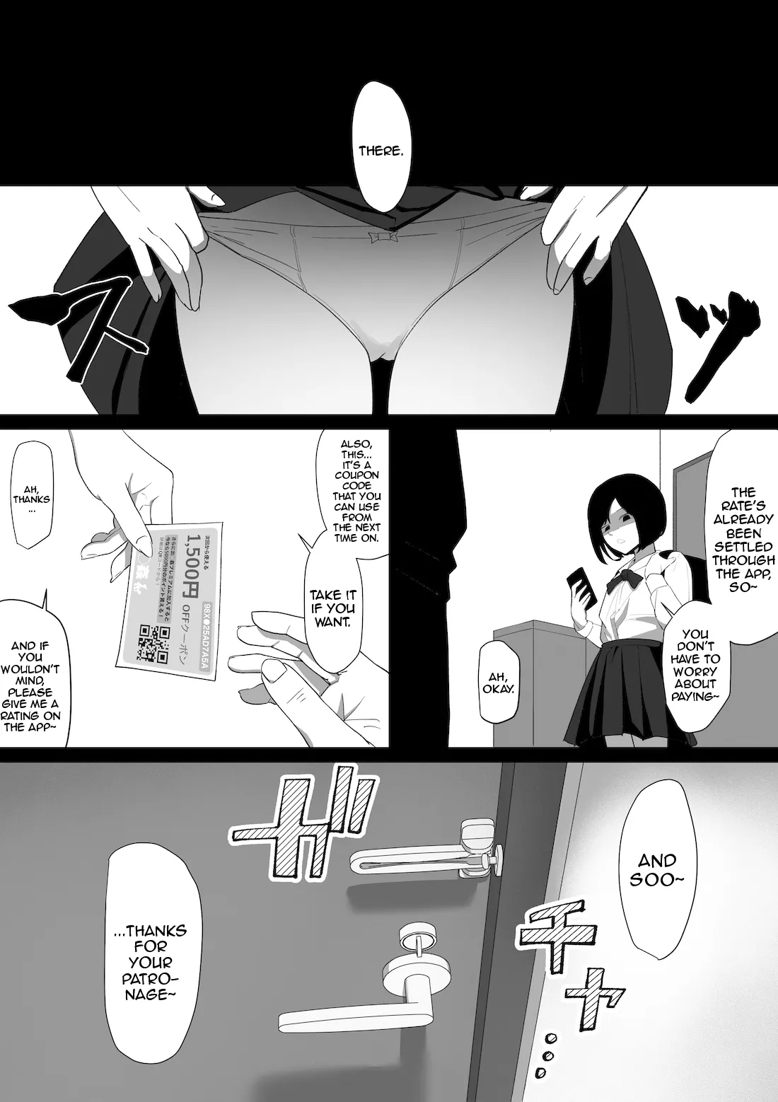 [Wakabatei] SEX Haitatsu Appli De●kan de Kurokami Bob JK o Ie ni Yonde Genkan Kosoku Nuki Fella Tachi Back Demae SEX de Nuite morau Hon | A Story About Calling a Black-haired, Bob-Cut JK to Your House Via Dexxxcan, The Sex Delivery App, and Having Her Give You a Quick Suck and Fuck In The Entryway [English] {Doujins.com} page 29 original parody - sole female sole male hentai manga - read online free