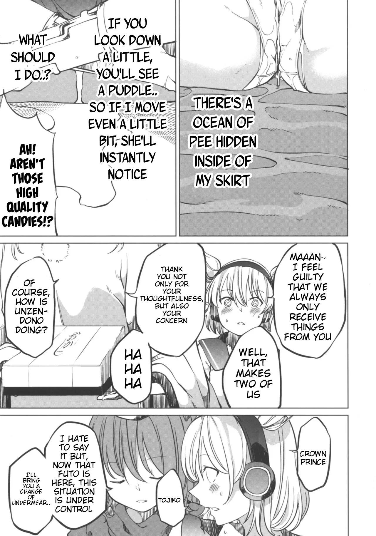 Toire ni Ikitai! Miko-san desuga page 13 featuring toyosatomimi no miko touhou project parody - urination omorashi hentai manga - read online free