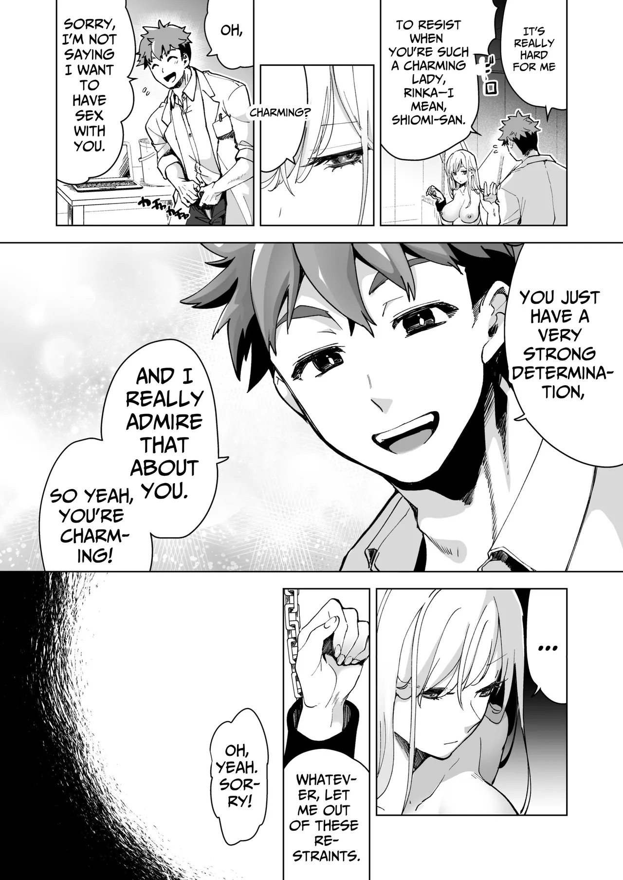 [Face Look Ponpon (Mogiri Ochigi)] Ai Gangu no Onna ~Tokumei Kaihatsu-bu no Otoko Futari ni Gangu ni Sarete Rinri ga Houkai~ | Turned into a Sex Toy?! Goodbye Morals!! Product Testing for the Secret R&D Department [English] [Kabedon] page 64 original parody - big breasts mmf threesome hentai manga - read online free