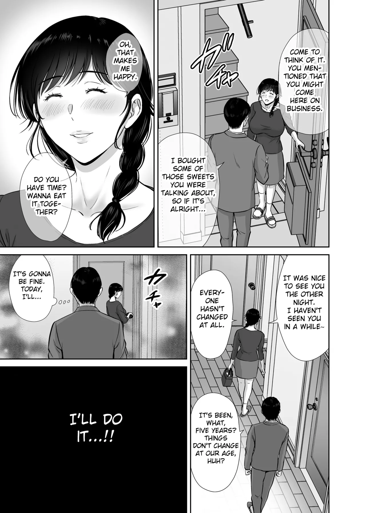 [Melon no Hoshiboshi (Hoshiduki Melon)] Kyonyuu Kaa-san ga Boku no Me mo Mae de Oji-san no Namachin de Ikimakutta Hanashi [English] [Fated Circle] [Digital] - Page 7