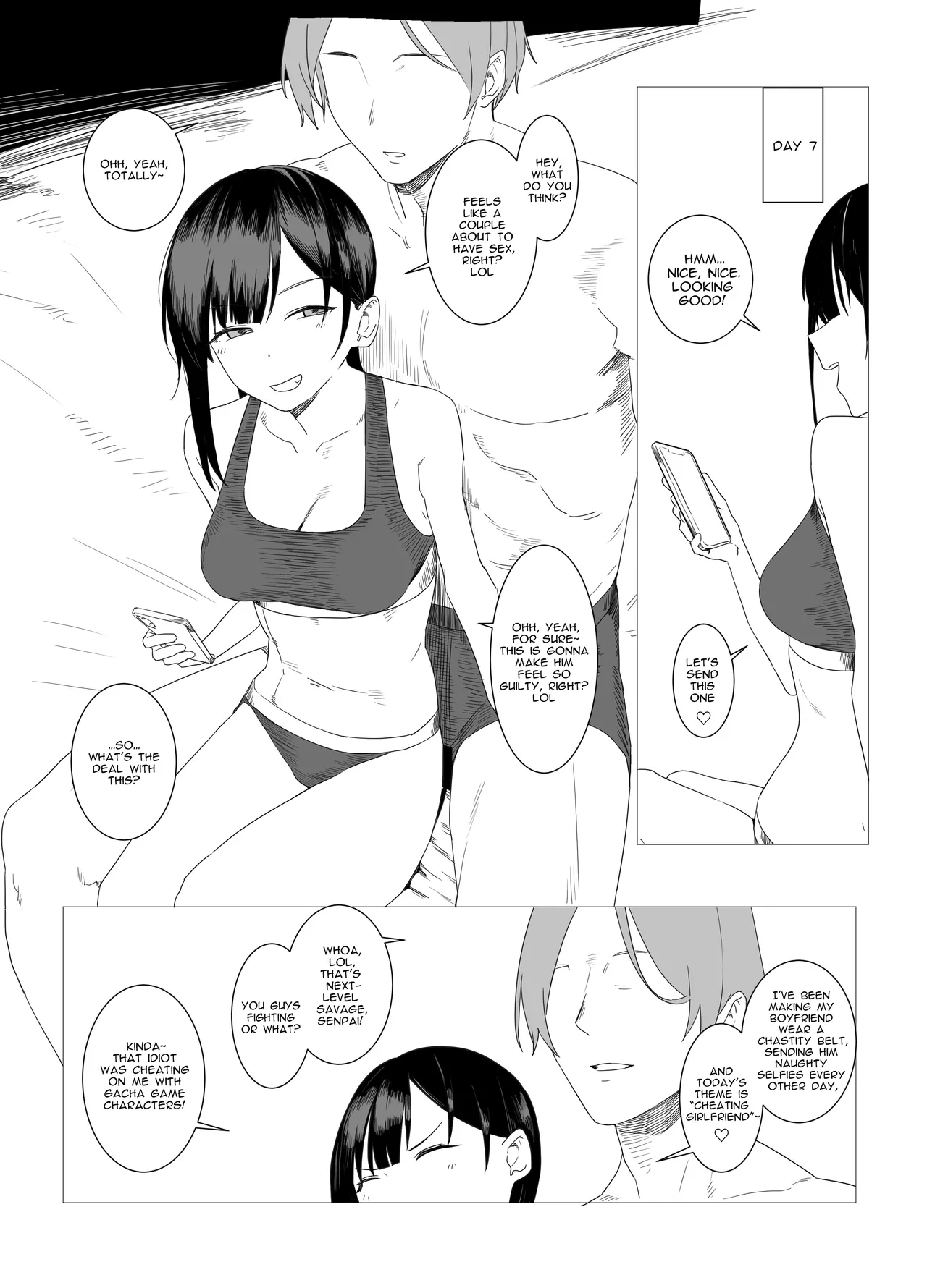 Intending to Control His Ejaculation with a Chastity Belt and Fake an NTR Prank on April Fool’s, the Mischievous Girlfriend Gets Overwhelmed by Her Partner’s Skills, Turning the Lie into Reality page 9 original parody - sole female big penis hentai manga - read online free