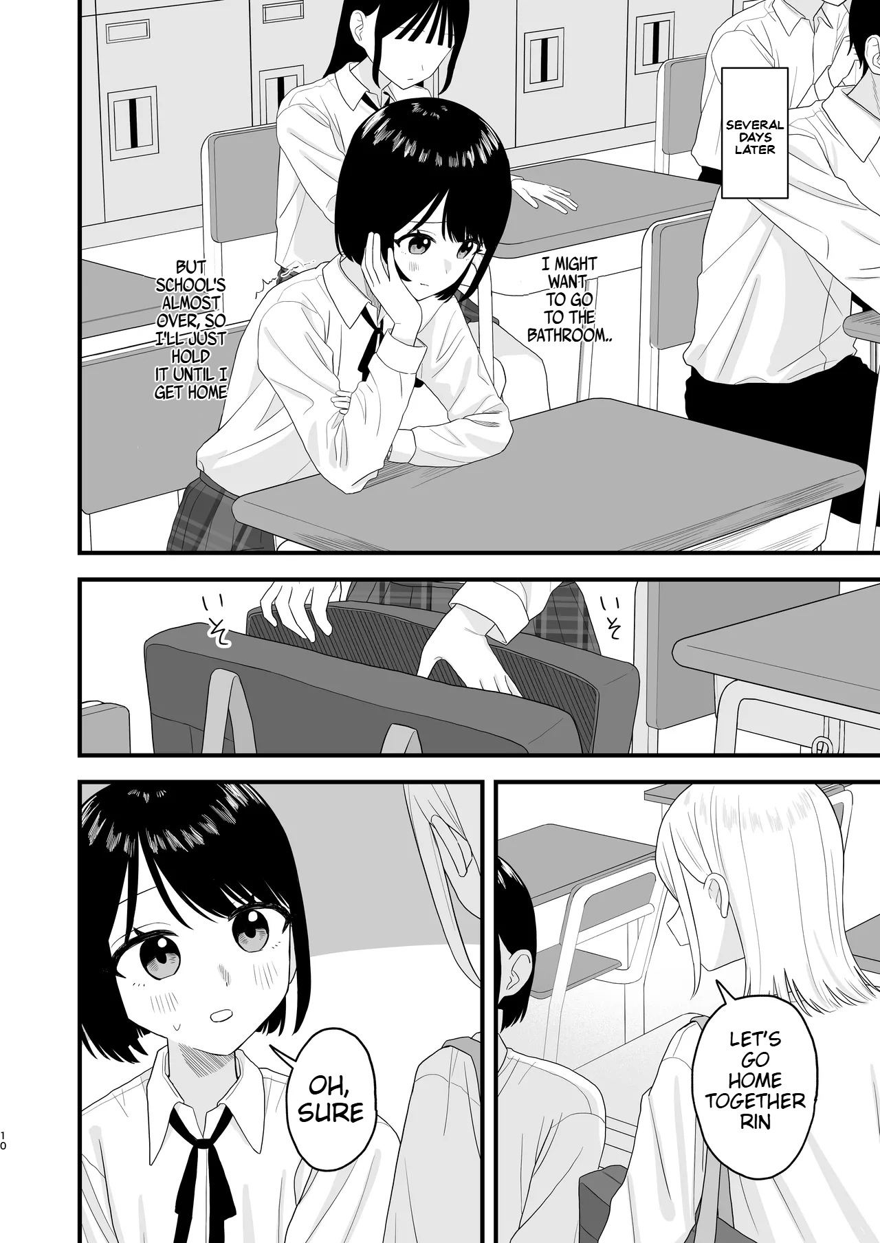 Gaman shite Dasu no tte Kimochii!! | Peeing After Holding it in Feels so Good!! page 10 original parody - no penetration schoolgirl uniform hentai manga - read online free