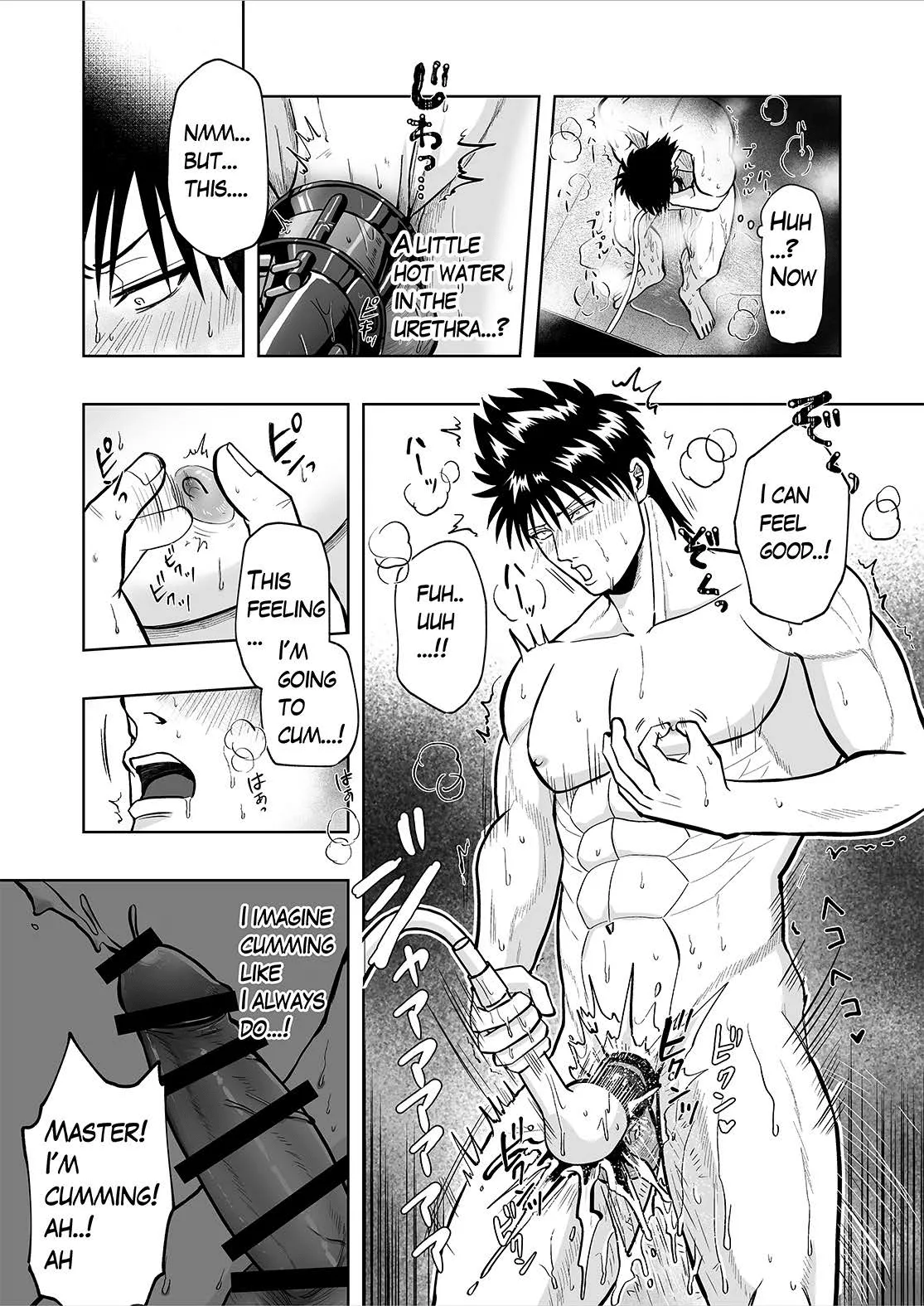 CHASTITY BELT & SHOWER MASTURBATION page 12 original parody - sole male muscle hentai manga - read online free