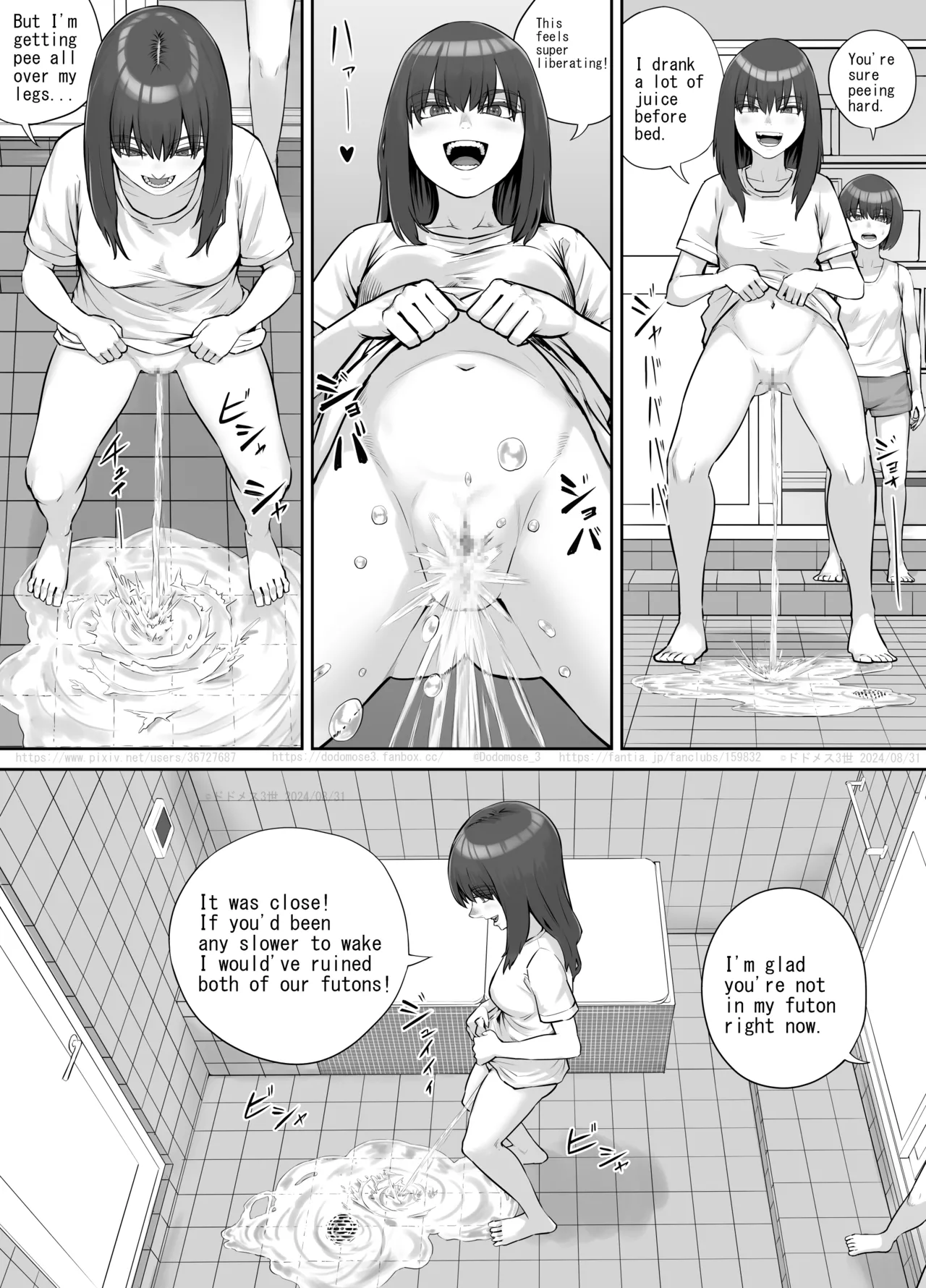 [DODOMESU3SEI] Shinrei Bangumi o Mita Kaya-chan to Saya-chan ga Yachū ni Toire ni Iku Ohanashi [English] page 14 original parody - farting females only hentai manga - read online free