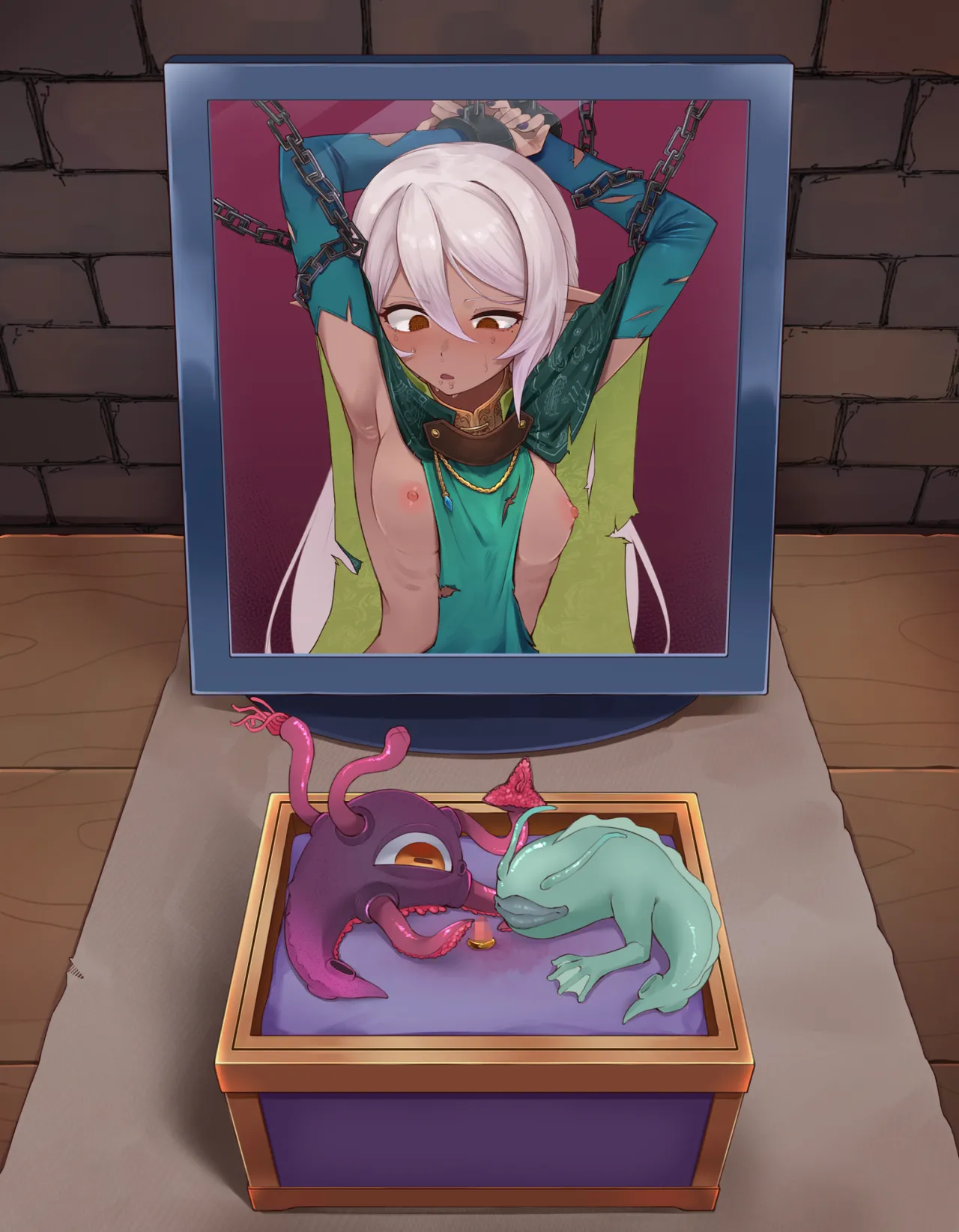 クリボックス快楽○問 ～魔王の手下は快楽に堕ちる～ page 61 original parody - slime bondage hentai manga - read online free