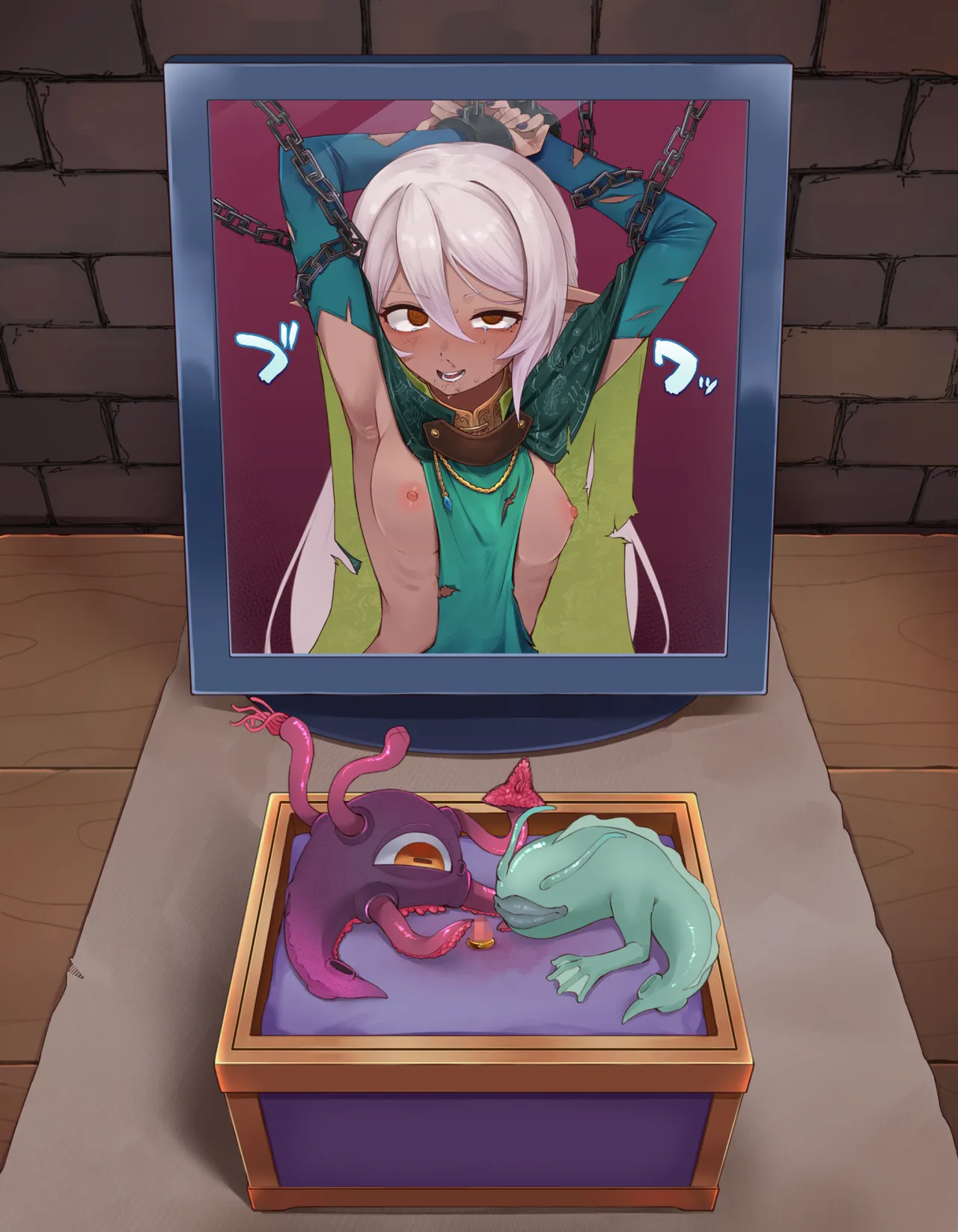 クリボックス快楽○問 ～魔王の手下は快楽に堕ちる～ page 86 original parody - slime bondage hentai manga - read online free