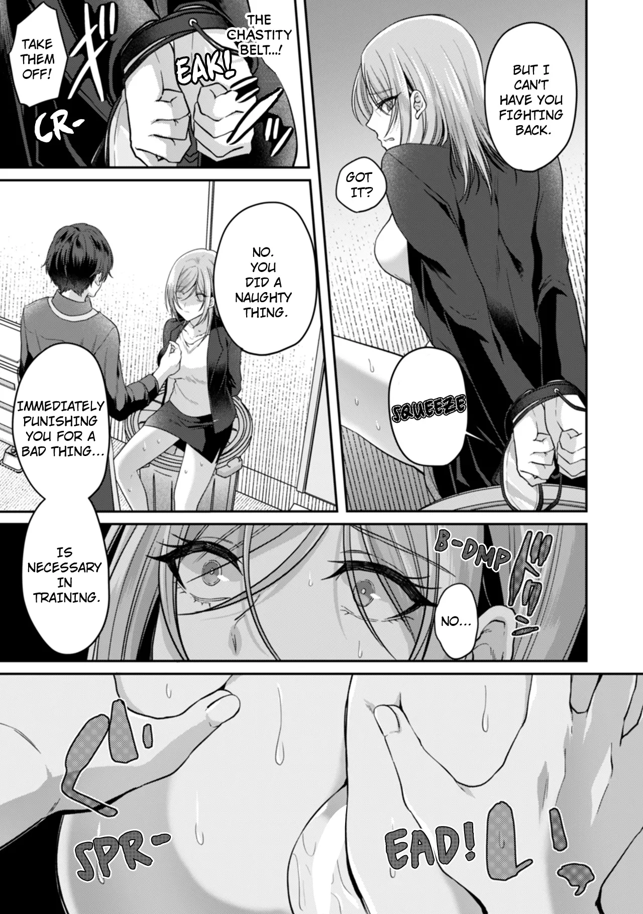 Manin Densha de Shikkin Sunzen!? Chikan Danshi no Ijiwaru na Yubi de Ikasare Tsuzuketa OL | Almost Pissing on a Crowded Train?! #1-10 page 117 - big breasts chastity belt hentai manga - read online free