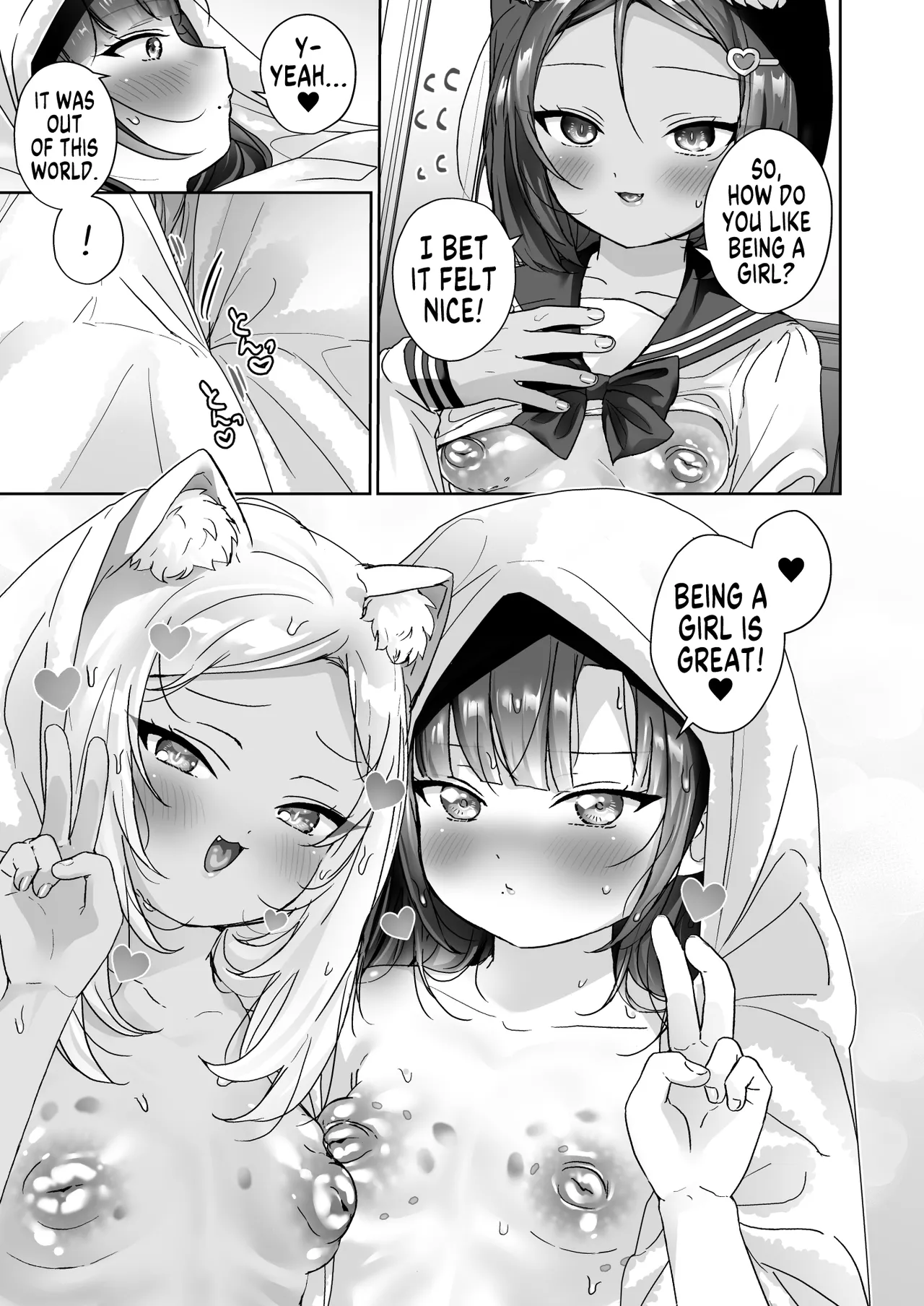 [Koko de Chikubi o Hitotsumami (Juurouta)] Shoujo Ochi -Ron-chan to Hajimete Course- | Falling for Being a Girl: My First Session With Lon-chan [English] [GTF] [Digital] page 54 original parody - females only schoolgirl uniform hentai manga - read online free