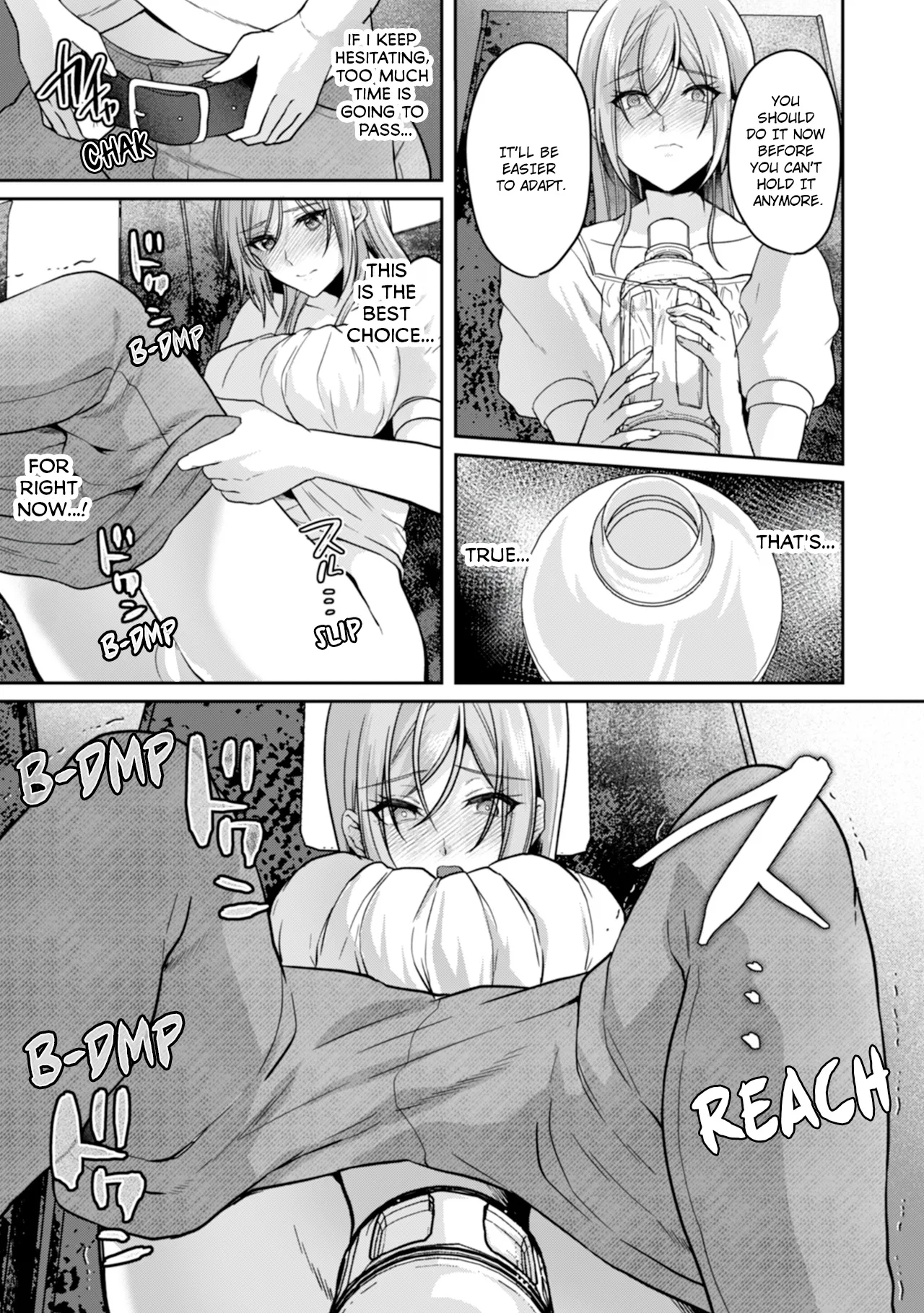 Manin Densha de Shikkin Sunzen!? Chikan Danshi no Ijiwaru na Yubi de Ikasare Tsuzuketa OL | Almost Pissing on a Crowded Train?! #1-16 page 295 - big breasts chastity belt hentai manga - read online free