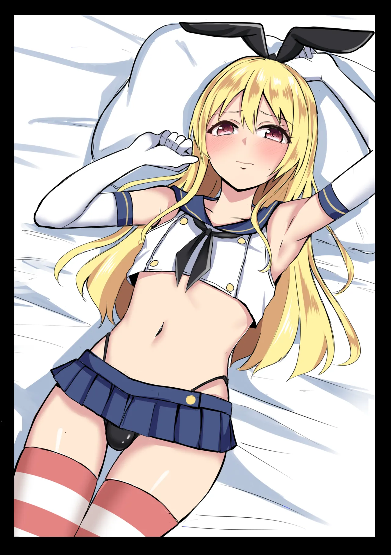 Shimakaze-kun ni Natte Mesu Ochi shi Chau Hon | 成为岛风君并且雌堕的本 page 23 featuring shimakaze kantai collection parody - gloves stockings hentai manga - read online free