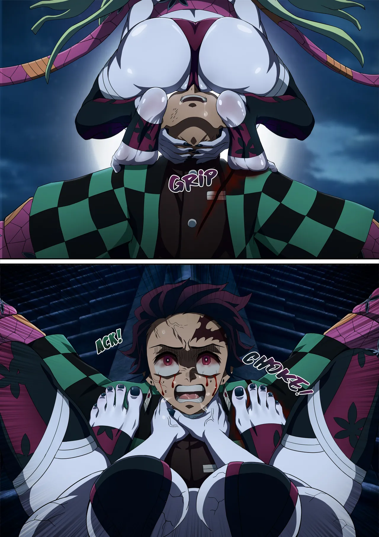 Daki’s Blood Demon Art: Trample 堕姫の血鬼術・紅蓮践踏 page 10 featuring tanjirou kamado kimetsu no yaiba parody - sole male full color hentai manga - read online free