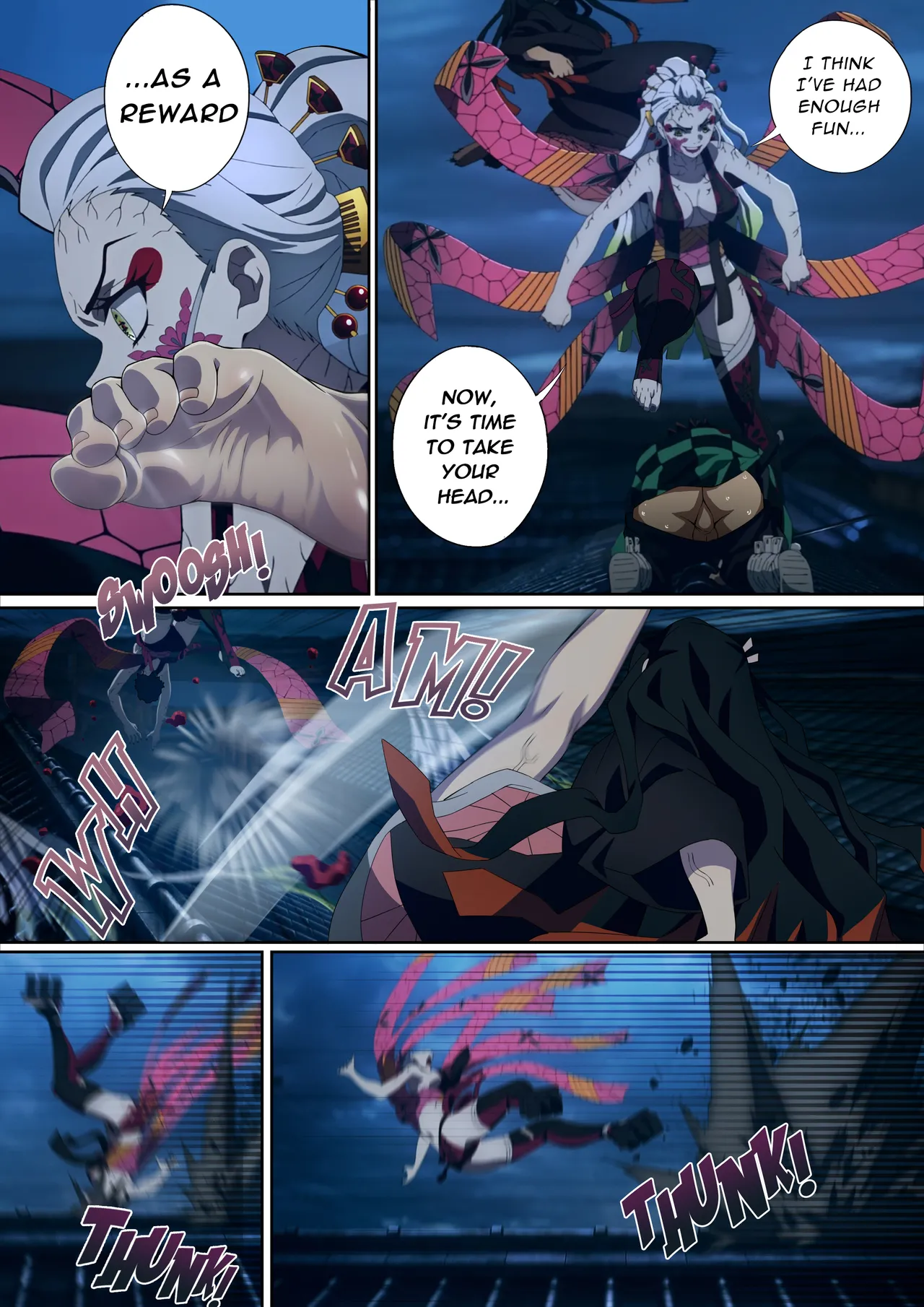 Daki’s Blood Demon Art: Trample 堕姫の血鬼術・紅蓮践踏 page 19 featuring tanjirou kamado kimetsu no yaiba parody - sole male full color hentai manga - read online free