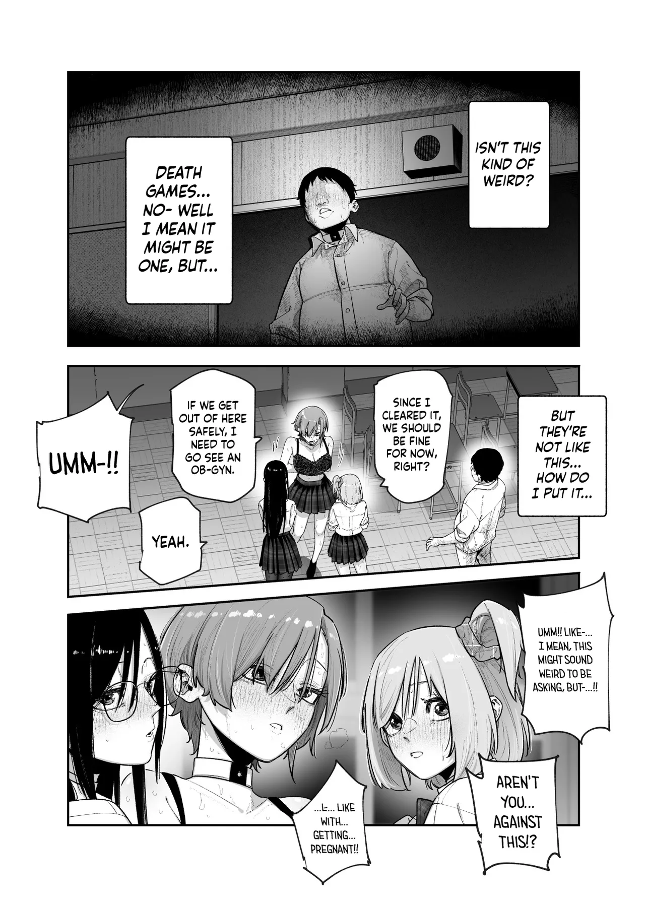 [Nyuu Koubou (Papikoro)] Death Game dakara Shikatanai desho!? EX 1-Genme Iyagatten ja Nai wa yo!? Iya Ore wa Betsu ni Iyagattenai Ken /  We Have No Choice Because We're In A Death Game! EX 1st Period - Don't Act Disgusted, Got It!? Well, It's Not Like I'm Disgusted In The First Place  [English] {Doujins.com} page 27 original parody - sweating kissing hentai manga - read online free