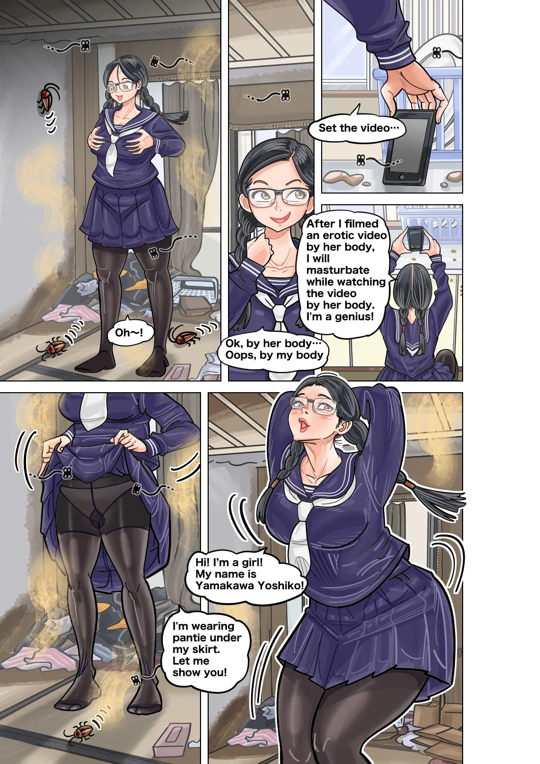 [jpeg] Jimi na Kyonyuu Jogakusei to Kyonyuu-suki Oji-san no Karada Irekawari [English] page 11 - sole female sole male hentai manga - read online free