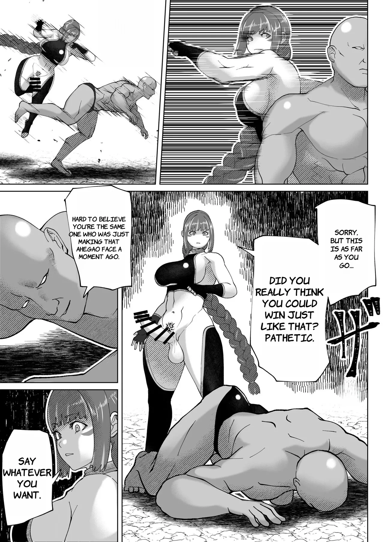 [bekobeko] Jinrui o Mikudashiteru Sondai na Futanari Aku Megami ga Oji-san ni Zanpai suru Hanashi - ENGLISH AI TRANSLATED page 18 original parody - muscle ponytail hentai manga - read online free