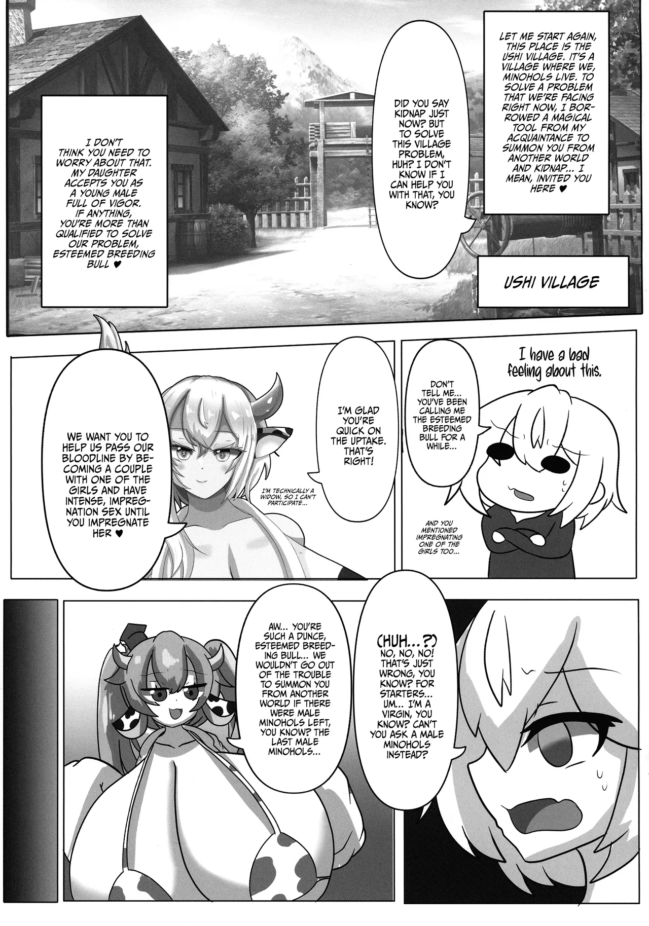 (C105) [Mellowsanchi (Amakaze Mellow)] HaraUshi Haramasete sukue Shounen to Nana-ri no Bakunyuu Ushiko | HaraUshi - Rescue by Impregnation! The Boy and the Seven Busty Cowgirls [English] {Doujins.com} page 19 original parody - sole male paizuri hentai manga - read online free