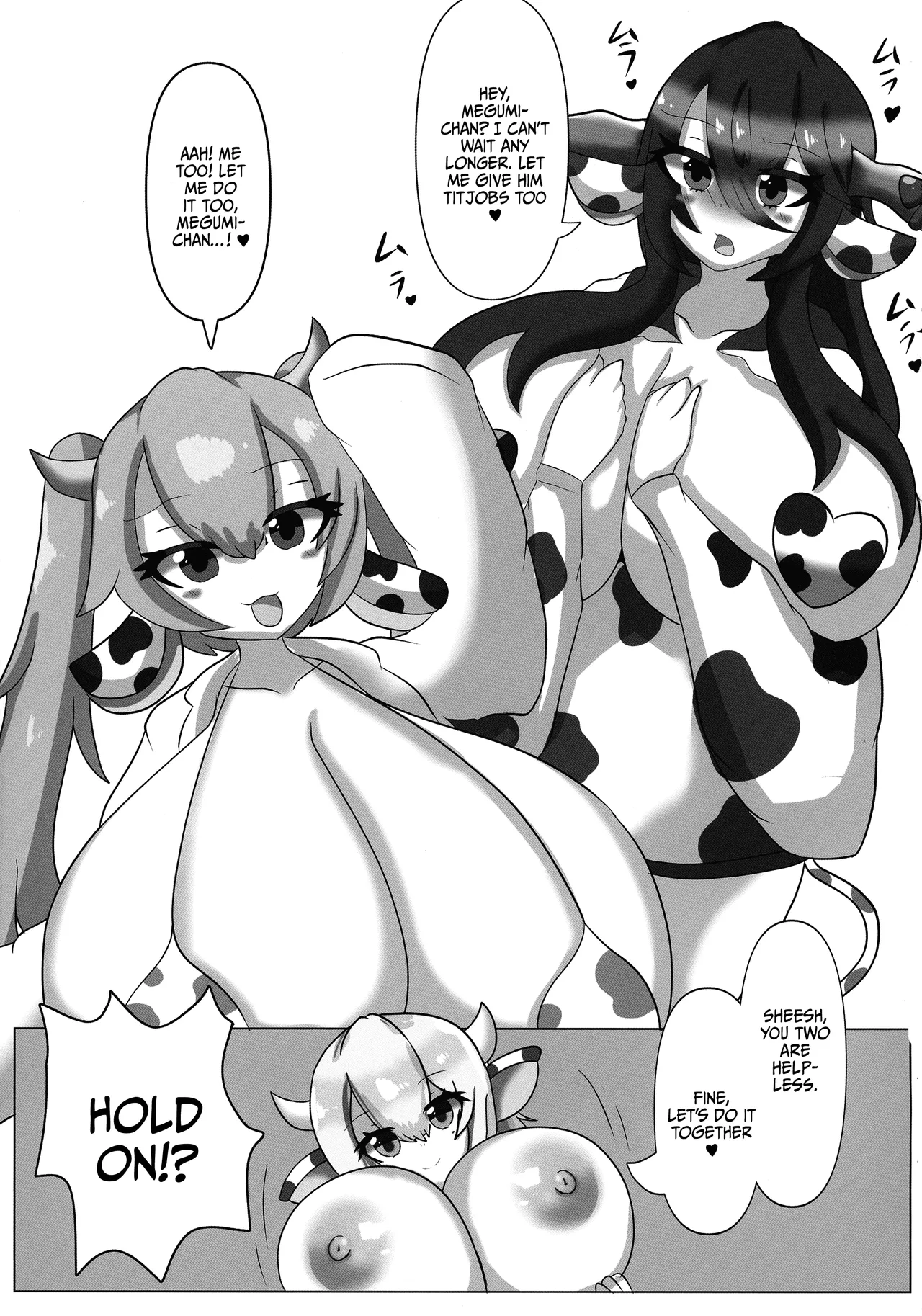 (C105) [Mellowsanchi (Amakaze Mellow)] HaraUshi Haramasete sukue Shounen to Nana-ri no Bakunyuu Ushiko | HaraUshi - Rescue by Impregnation! The Boy and the Seven Busty Cowgirls [English] {Doujins.com} page 9 original parody - sole male paizuri hentai manga - read online free