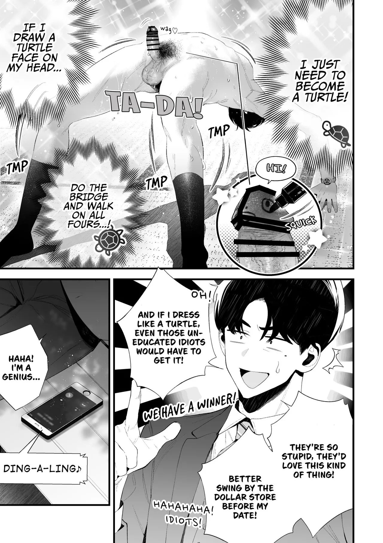 Kuzu na Elite Shinnyuu Shain-kun Kyousei Chinpo Marudashi Enkaigei de Buzama Ochi | The Unsightly Nude Performance of an Elite Employee page 43 original parody - beauty mark mosaic censorship hentai manga - read online free