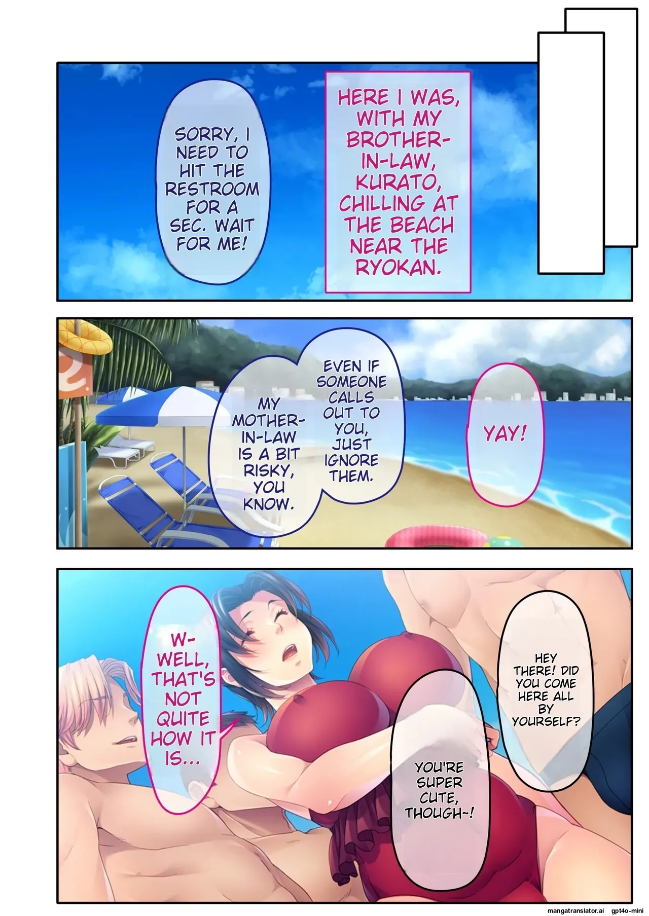 The busty promiscuous mom seduced by the playboys ~ The laid-back stepmom transforms a beach babe! Mosaic Comic Compilation - Page 3