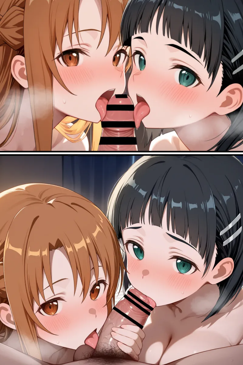 SA● ヒロイン蹂躙 催●支配 〜 ア◯ナ＆ス◯ハ 〜【セリフ無】 page 79 featuring asuna yuuki sword art online parody - netorare ffm threesome hentai manga - read online free