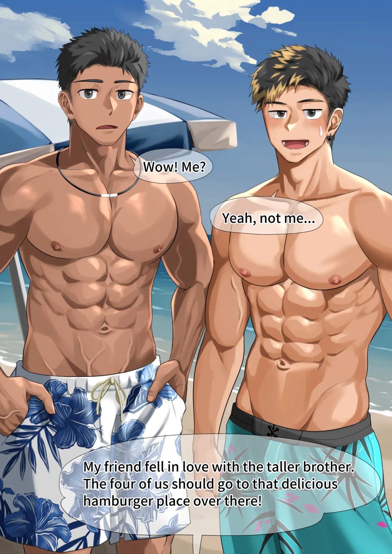 [motyaki] ビーチで逆ナン…(p10.)【ENG】 (Pixiv Fanbox) page 12 original parody - males only yaoi hentai manga - read online free