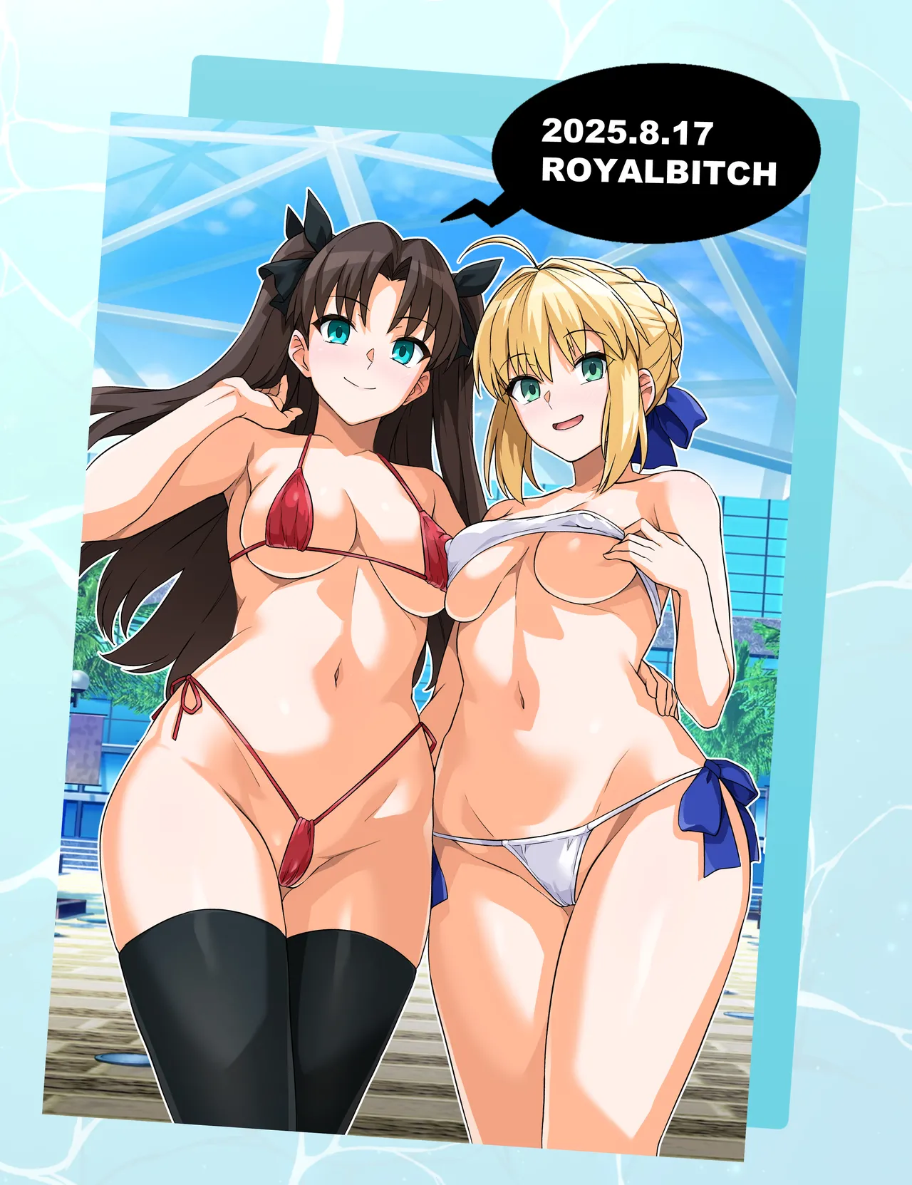 Saber-san Yarimoku Nanpamachi Pool Hen page 38 featuring rin tosaka fate stay night parody - swimsuit mmf threesome hentai manga - read online free