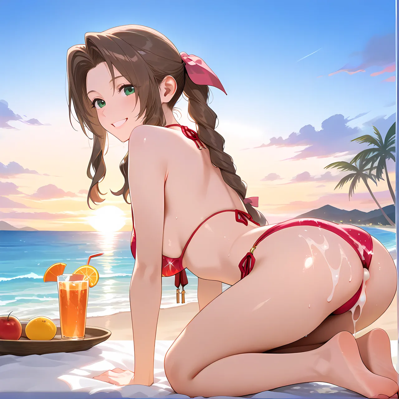 Aerith Banana Bouncer page 60 featuring aerith gainsborough final fantasy vii parody - swimsuit bikini hentai manga - read online free