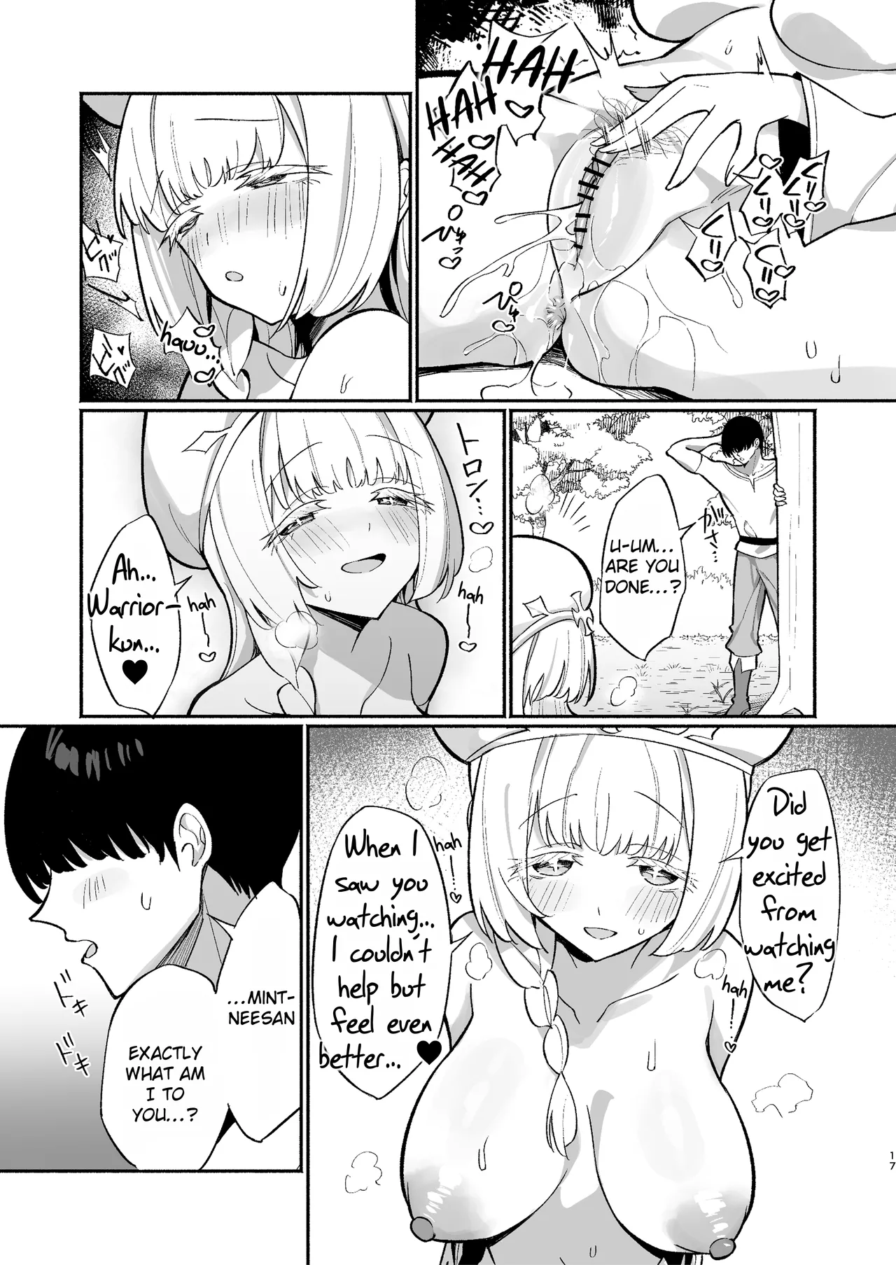 [Unahouse (Unacchi)] Mint-san wa Amaama Koubi shitai. ~Kyonyuu Healer no Onee-san ga Mechakucha Sasotte kuru Hanashi~ | Mint-neesan wants to be lovey-dovey with Warrior-kun ~Seduced by the aggressive short-stack healer~ [English] [Rei Scans] [Digital] page 16 original parody - big breasts ahegao hentai manga - read online free