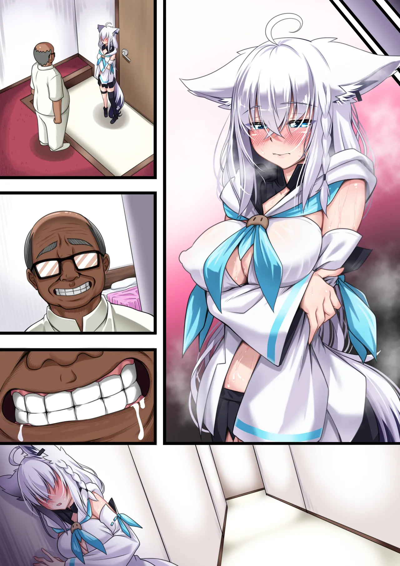Tsukiai Hajimeta Sukonbu ga Shiotaiou de, Ossan Sukonbu ni Otosareru Fubuki-san page 509 featuring shirakami fubuki hololive parody - big breasts glasses hentai manga - read online free