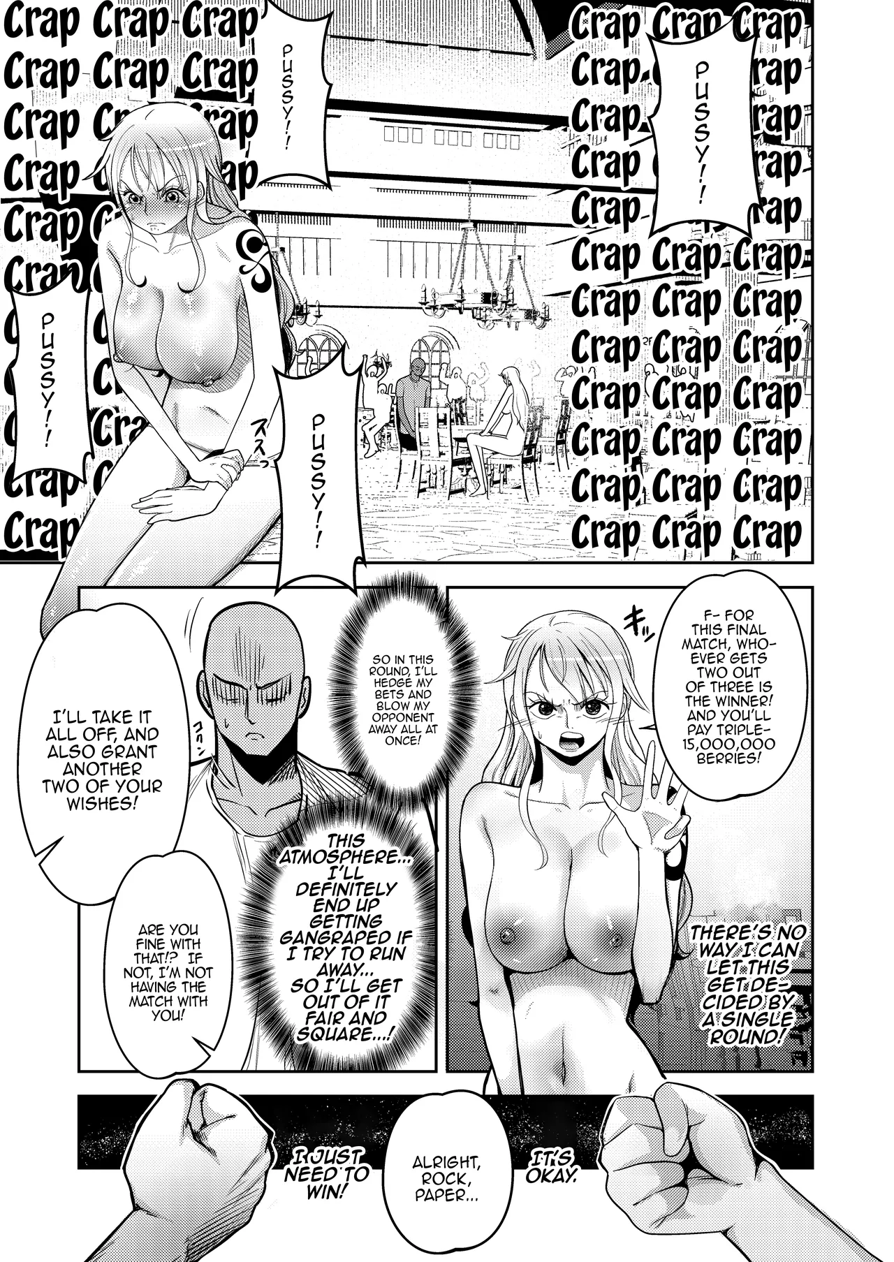 Hage Mob to Nami-san Wakarase Honban Yakyuuken | Book About Nami Getting Taught a Lesson by a Bald Mob in Strip Rock, Paper, Scissors page 11 featuring nami one piece parody - big breasts nakadashi hentai manga - read online free