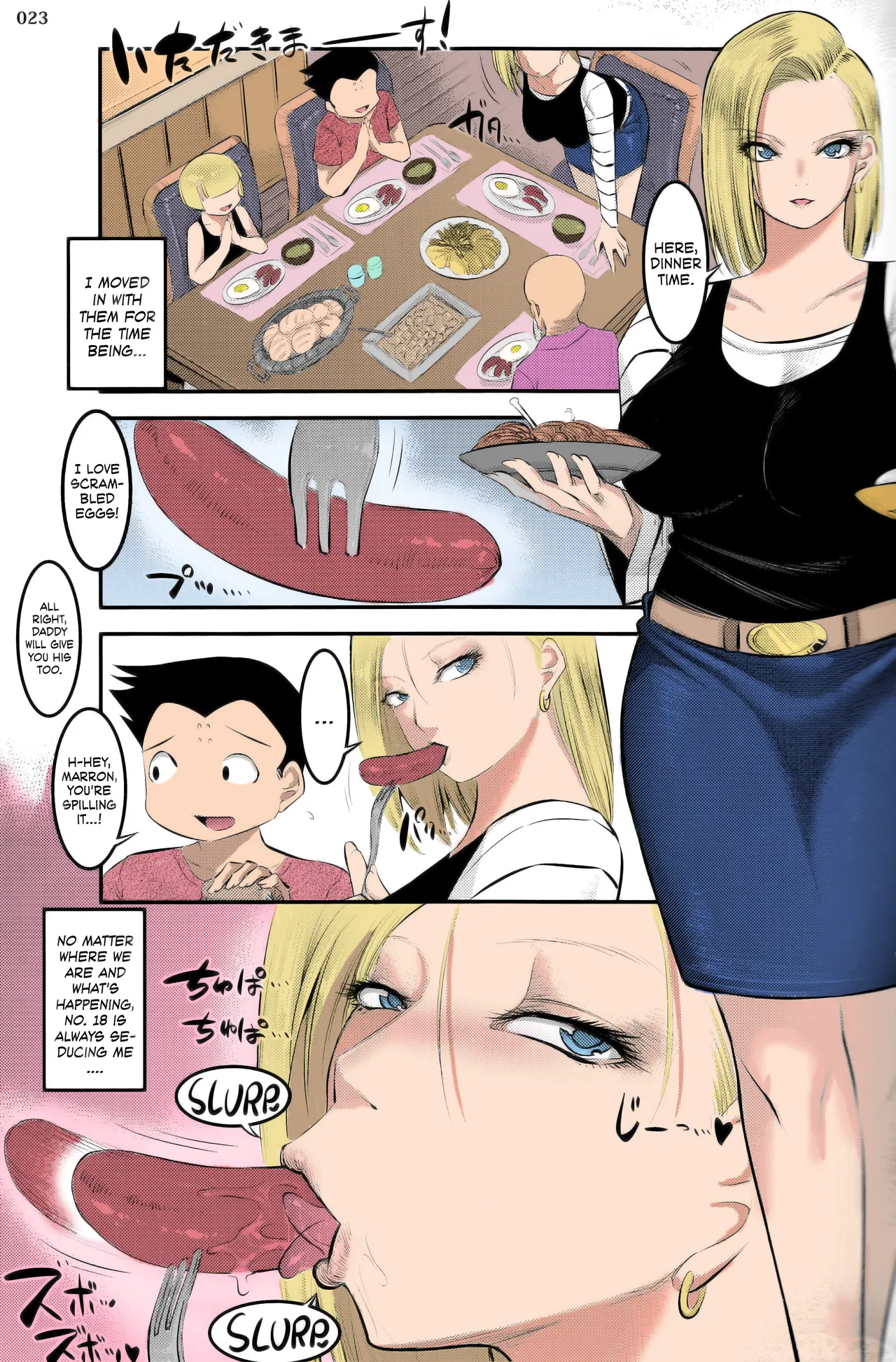 C92) [Kaientai (Shuten Douji)] 18-gou ni Mainichi Muriyari Semen Shiboritorareru Hon | A Book About Getting Your Semen Forcibly Squeezed Out By No. 18 Every Single Day (Dragon Ball Z) [English] [Decensored] [ATF] [Colorized] page 22 featuring master roshi dragon ball z parody - milf big breasts hentai manga - read online free