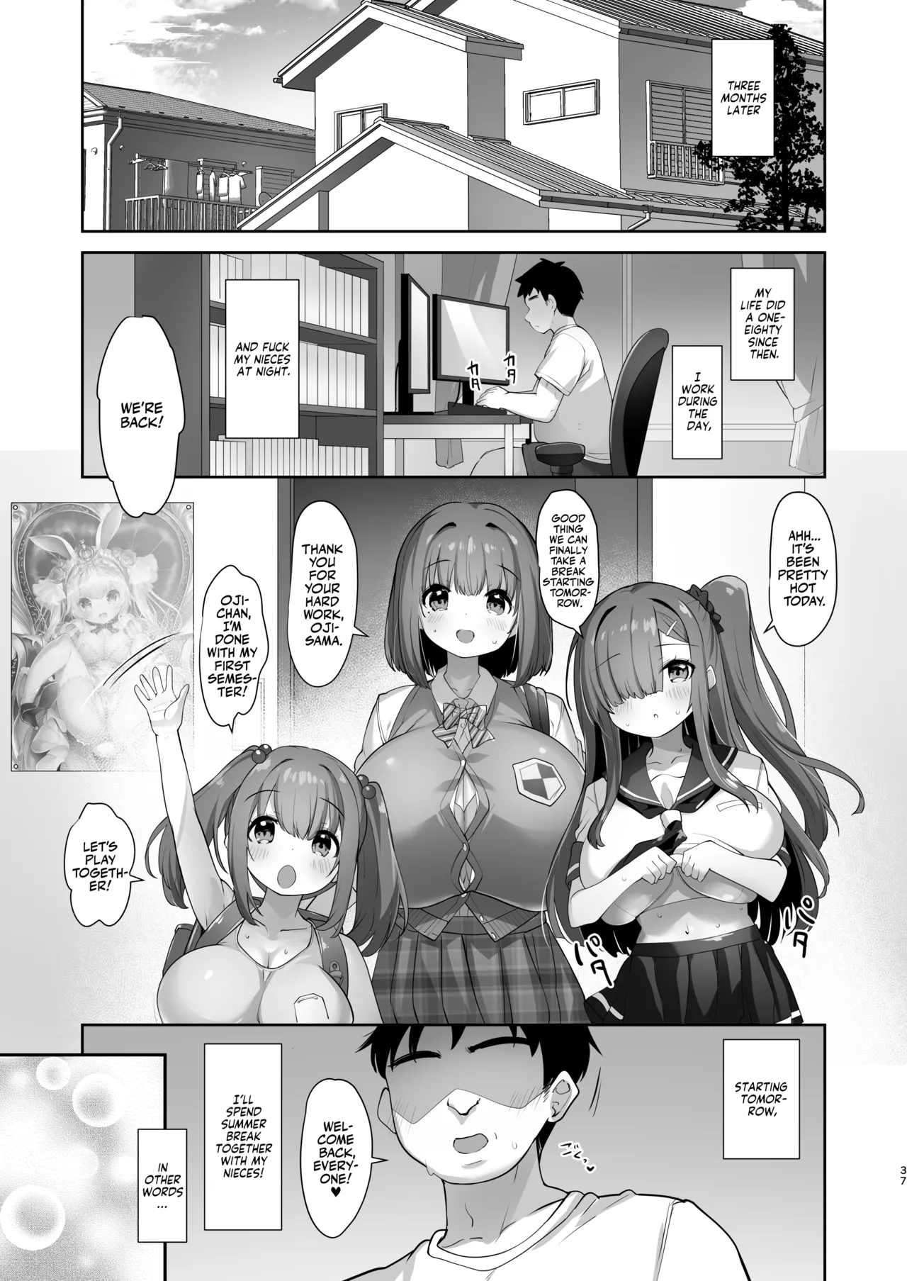 Page 36 of Mei Chichi Harem ~Mecha Amaetekuru Kogara Bakunyuu Meikko 3-shimai to Icha Love Sex Seikatsu~ | My Happy Titty Life with my Three Big-Breasted Little Nieces!