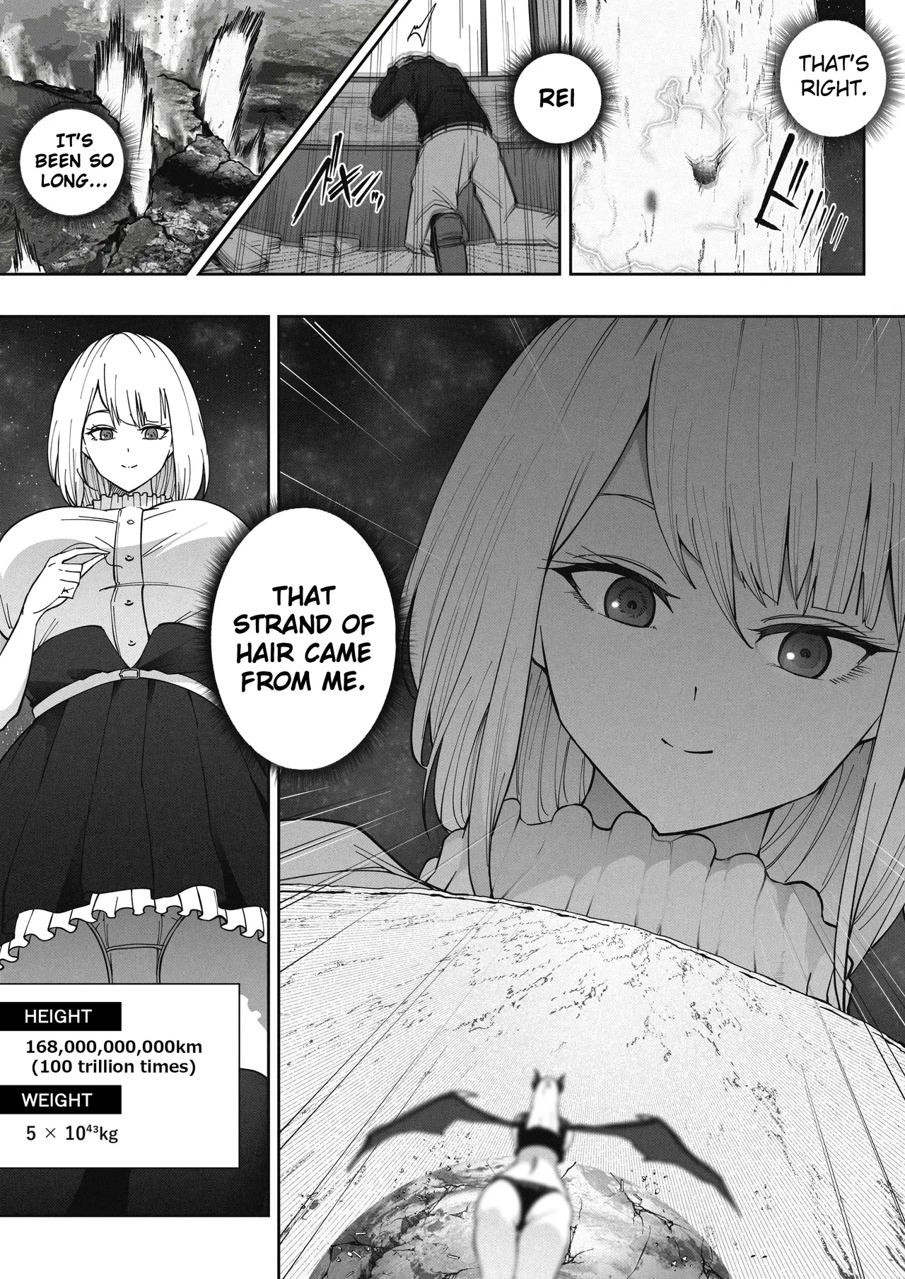 Shinchou 1680-oku km no Joshi ga Tatta 1-man km Shika Nai Chikyuu o Asobubu | A 168 Billion km Tall Girl Toys with the Mere 10,000 km Earth page 9 full